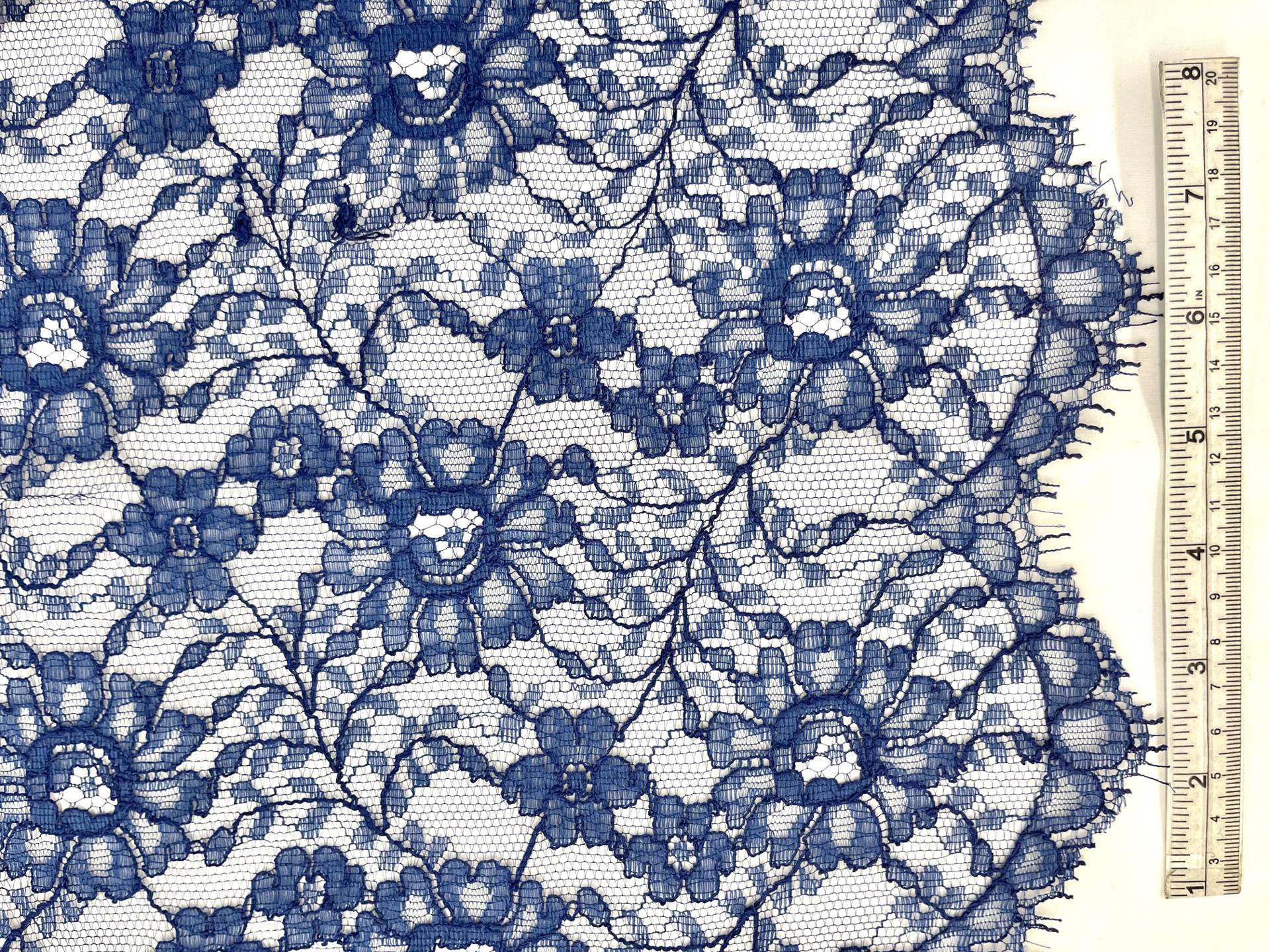 French Chantilly Lace Border 18" in Dark Royal Blue, CL237/1221.