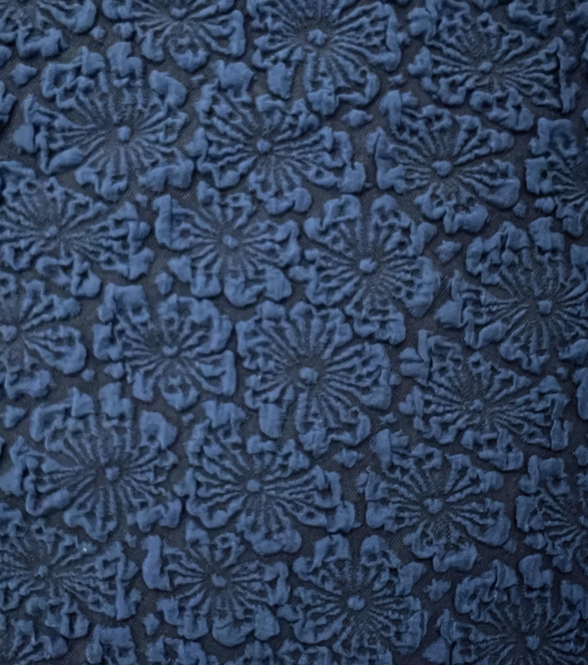 Stretch Mattelassé Brocade in Navy