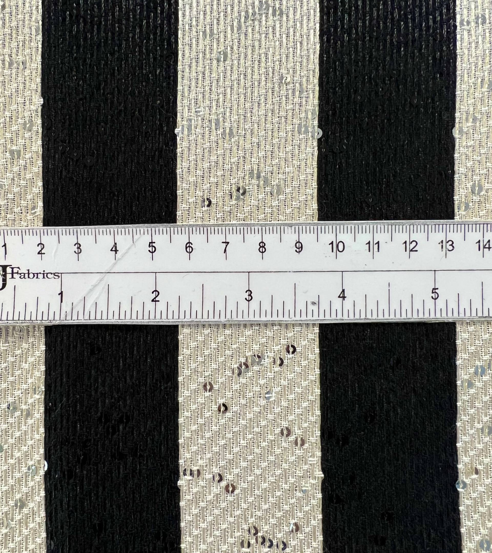 French Cotton & Nylon Sequin Raffia Stripe