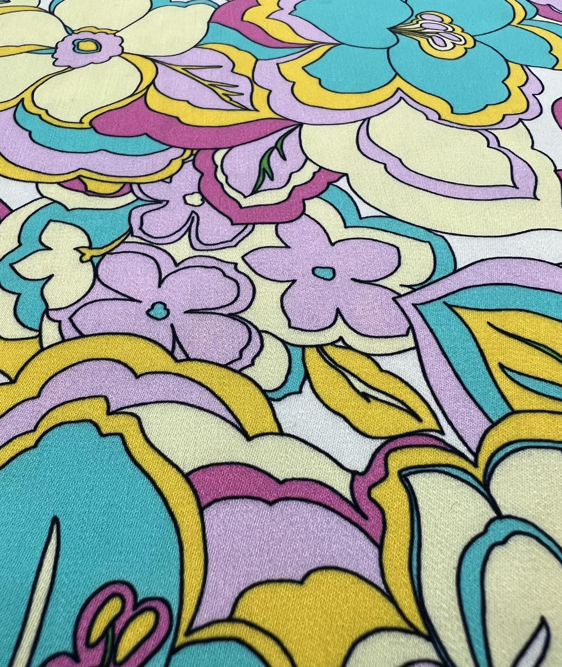 Printed Viscose Challis Sateen on Off White Ground