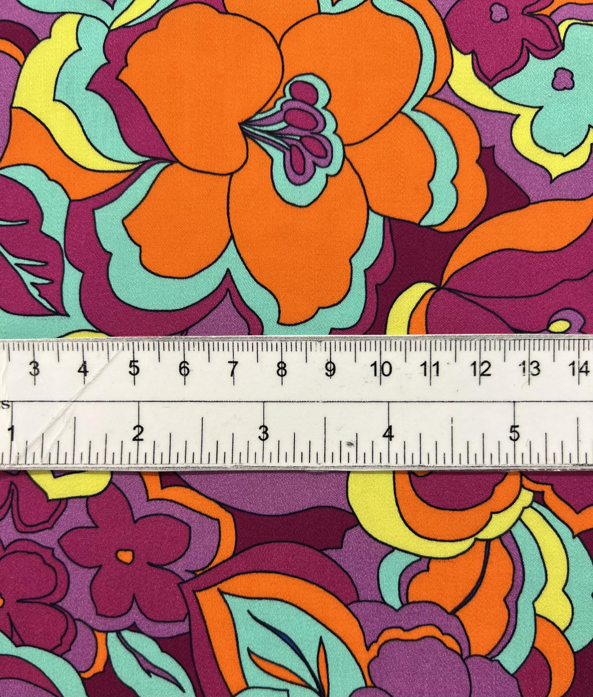 Printed Viscose Challis Sateen on Lavender Ground