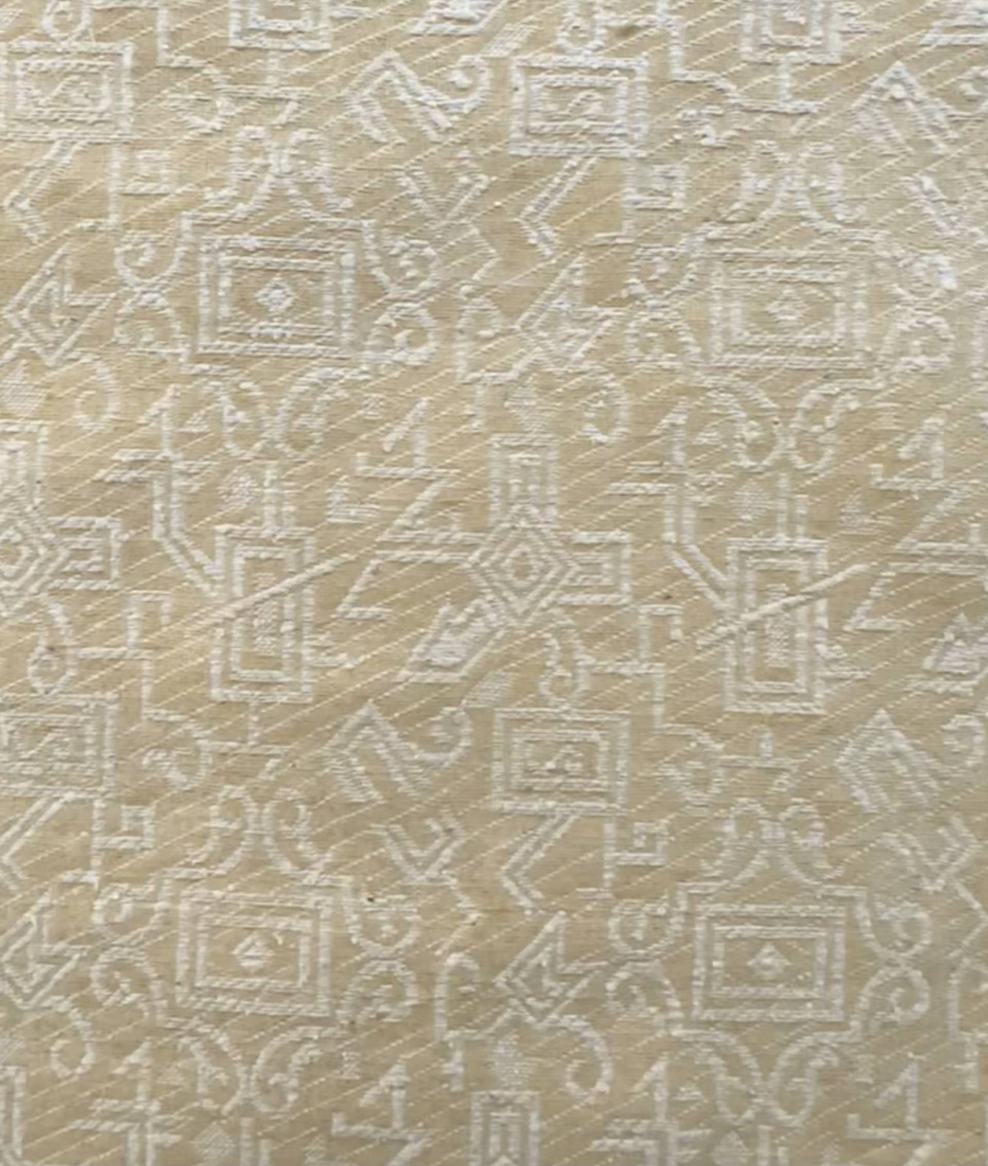 Raw Silk Damask Golden & Off White