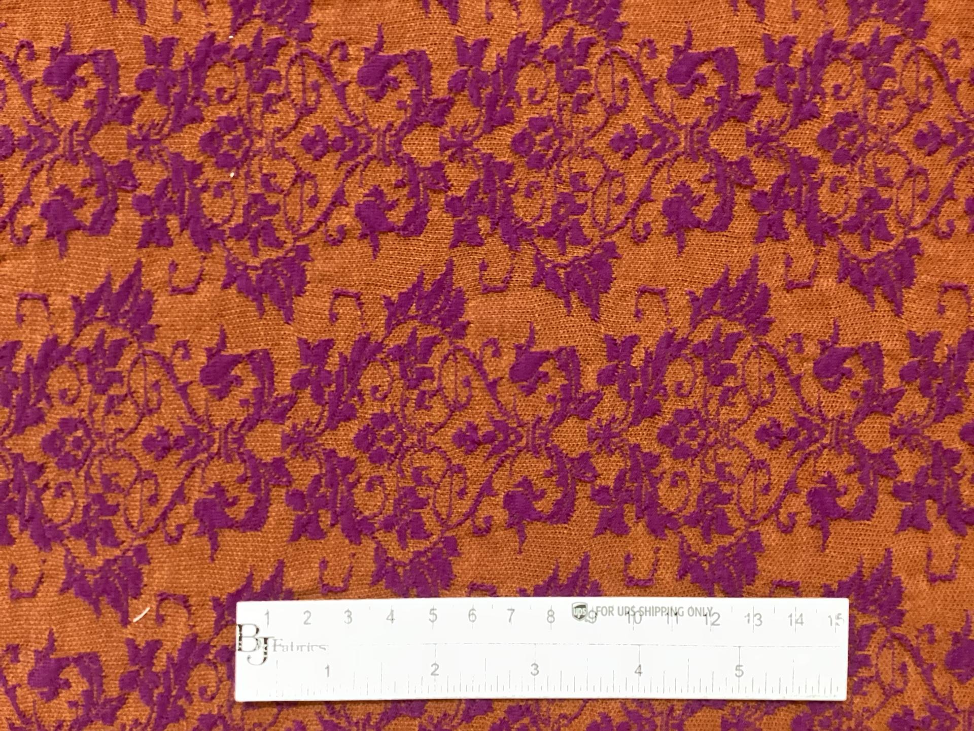 Austrian Polyester Wool Blend Floral Knit in Copper & Magenta