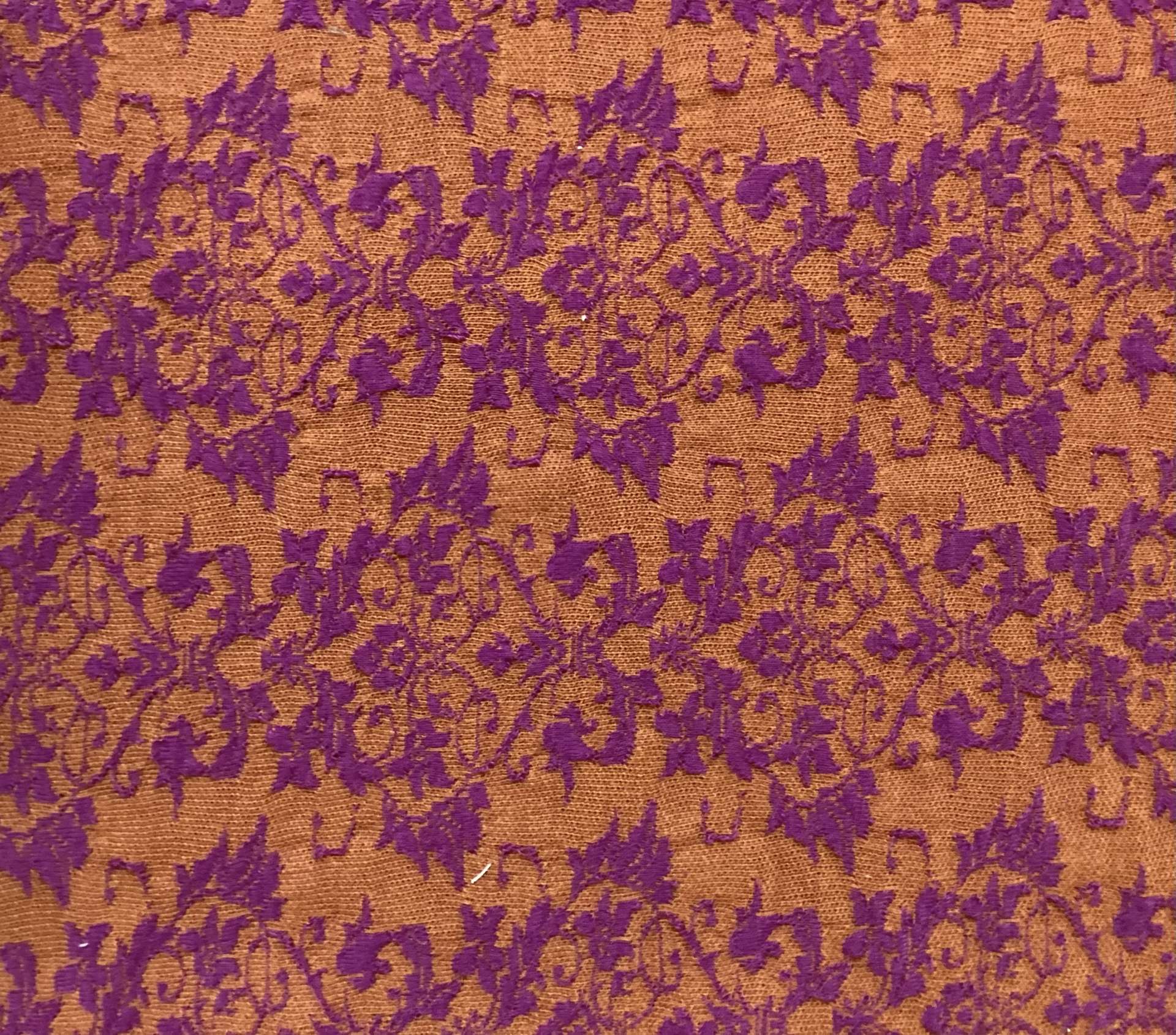 Austrian Polyester Wool Blend Floral Knit in Copper & Magenta