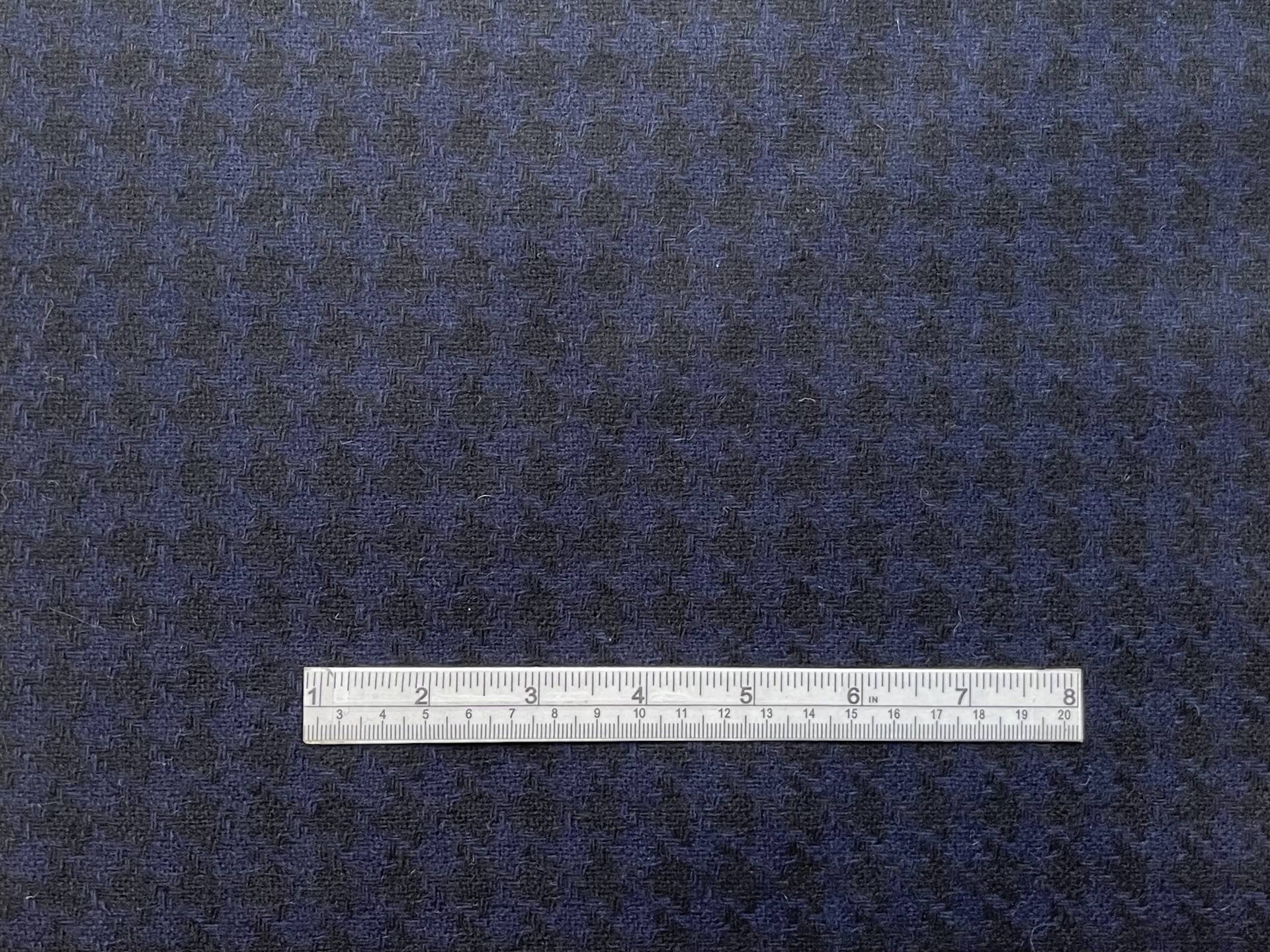 Made in England 100% Wool Tweed Houndstooth in Midnight Blue and Black