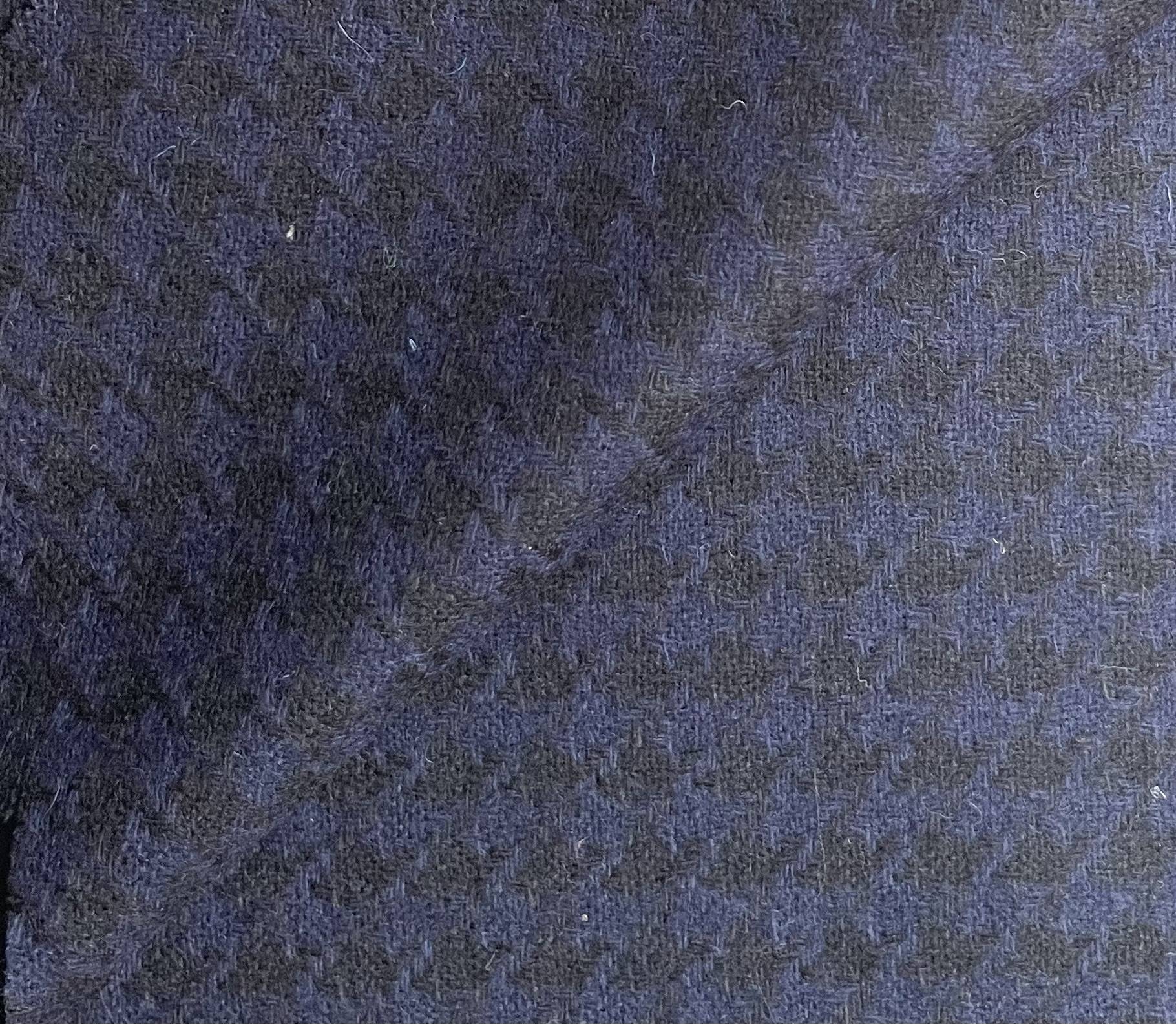 Made in England 100% Wool Tweed Houndstooth in Midnight Blue and Black