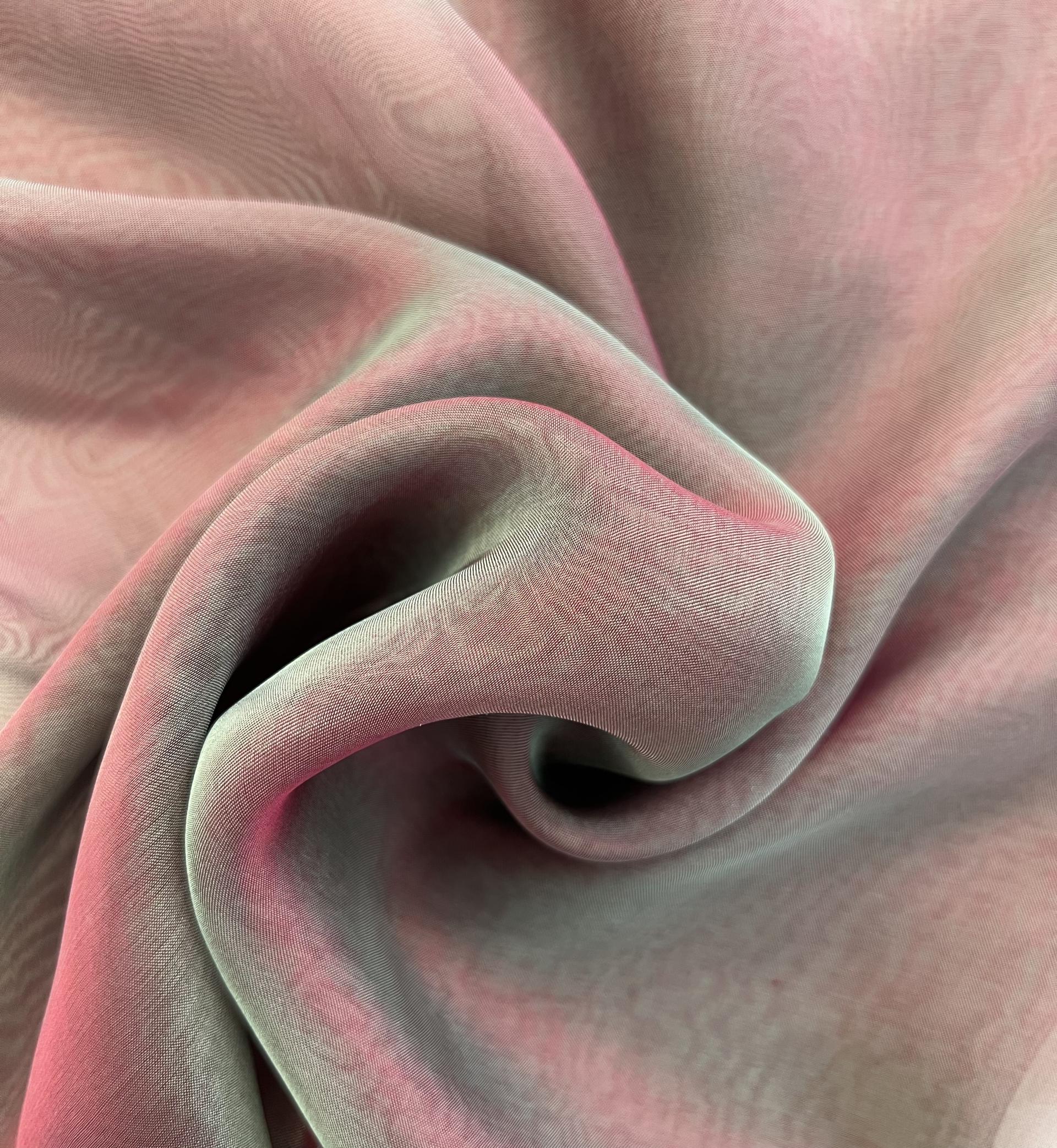 Iridescent Silk Chiffon in Magenta/Aqua