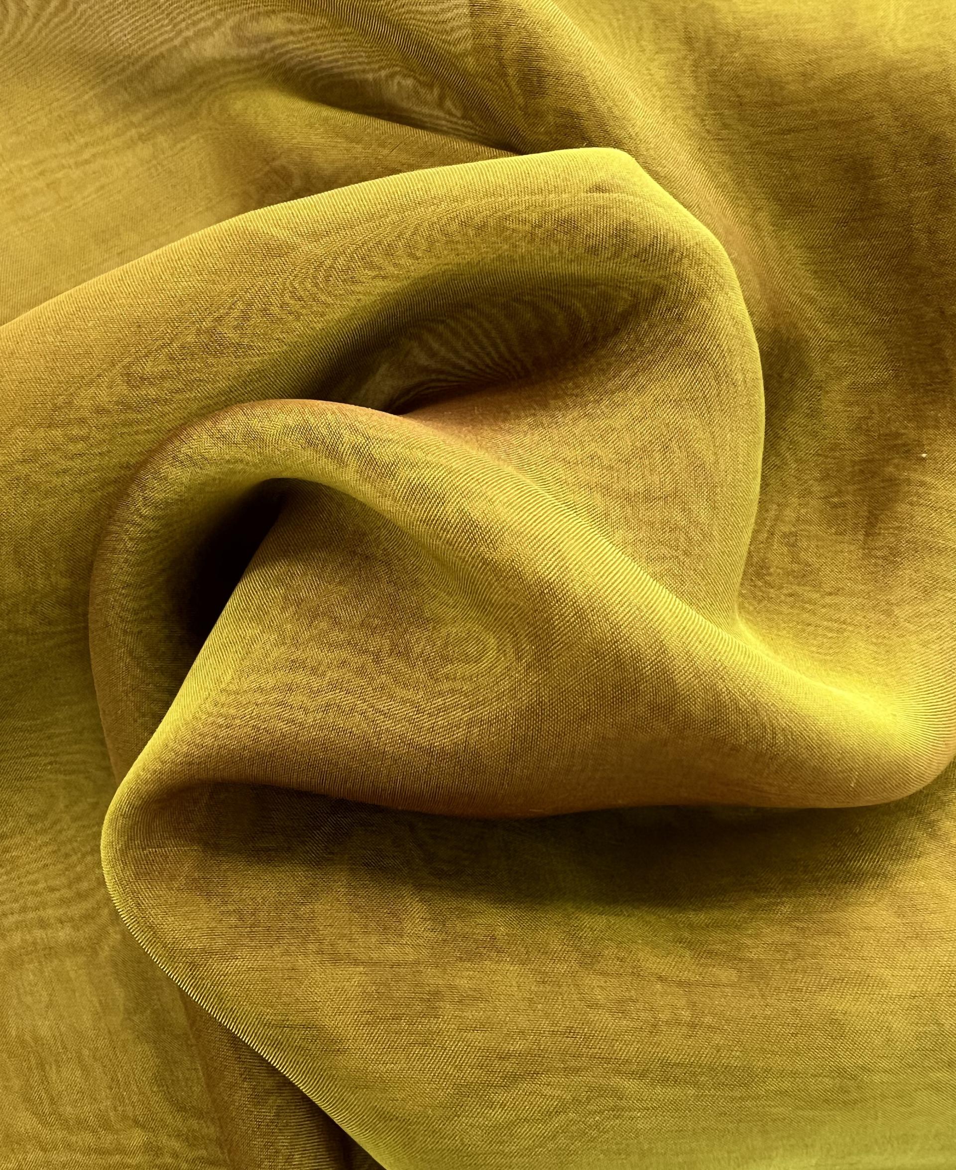 Iridescent Silk Chiffon in Caramel/Yellow