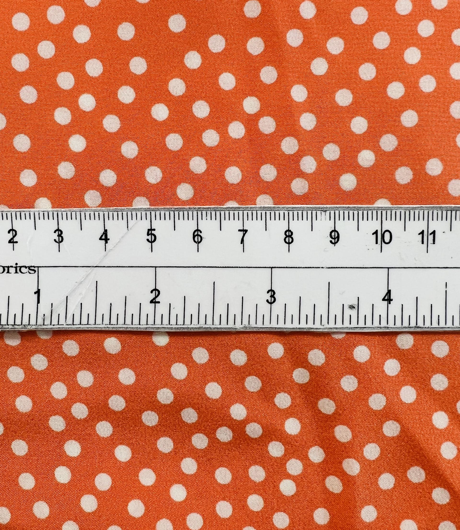 Printed Silk Crepe de Chine in Tangerine & White Dots