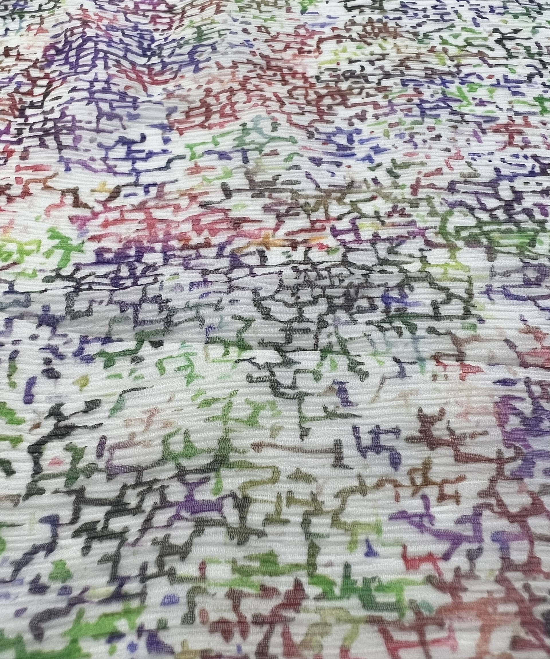 Italian Silk Crinkle Chiffon Pollock Style Print