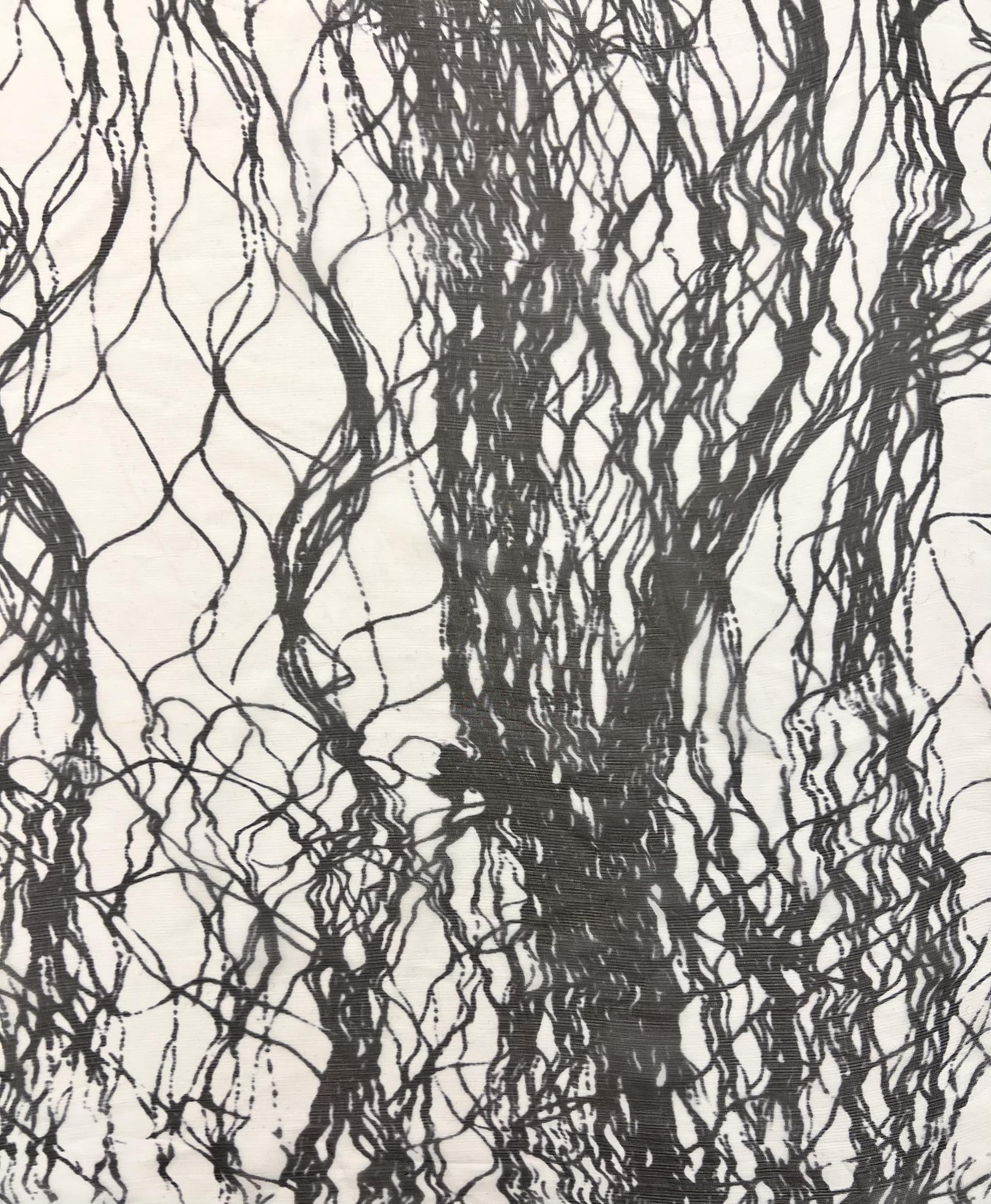 Italian Silk Chiffon Black & White Abstract Print