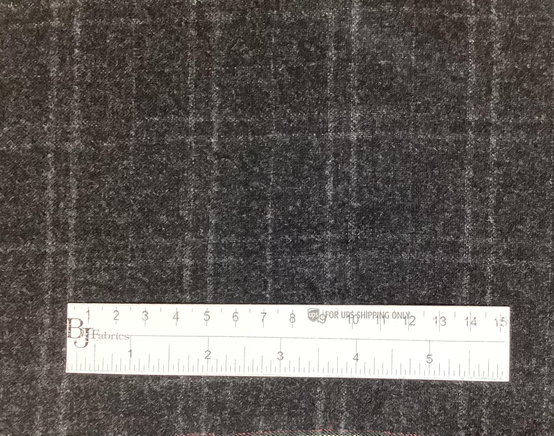 Italian Loro Piana Saxxon Wool Plaid in Carbon