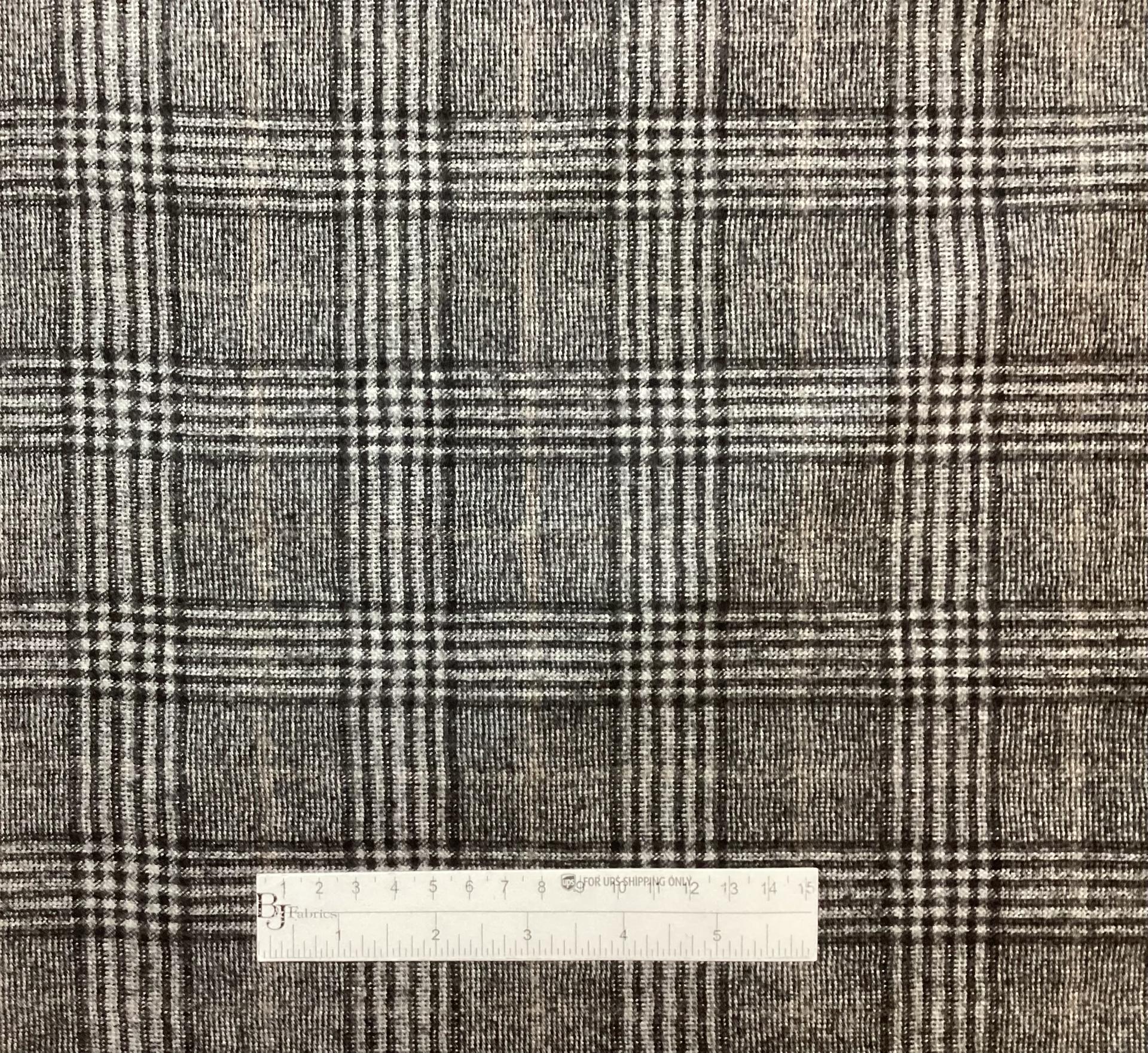 Italian Loro Piana Saxxon Wool Plaid in Grey