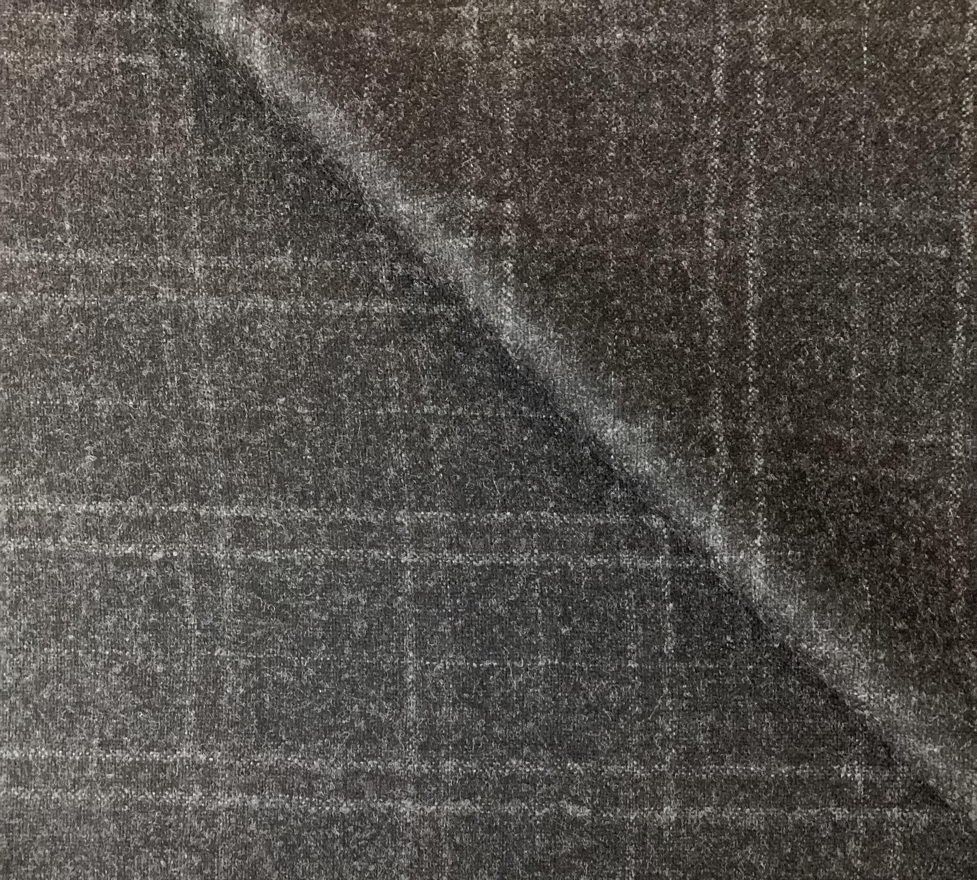 Italian Loro Piana Saxxon Wool Plaid in Carbon