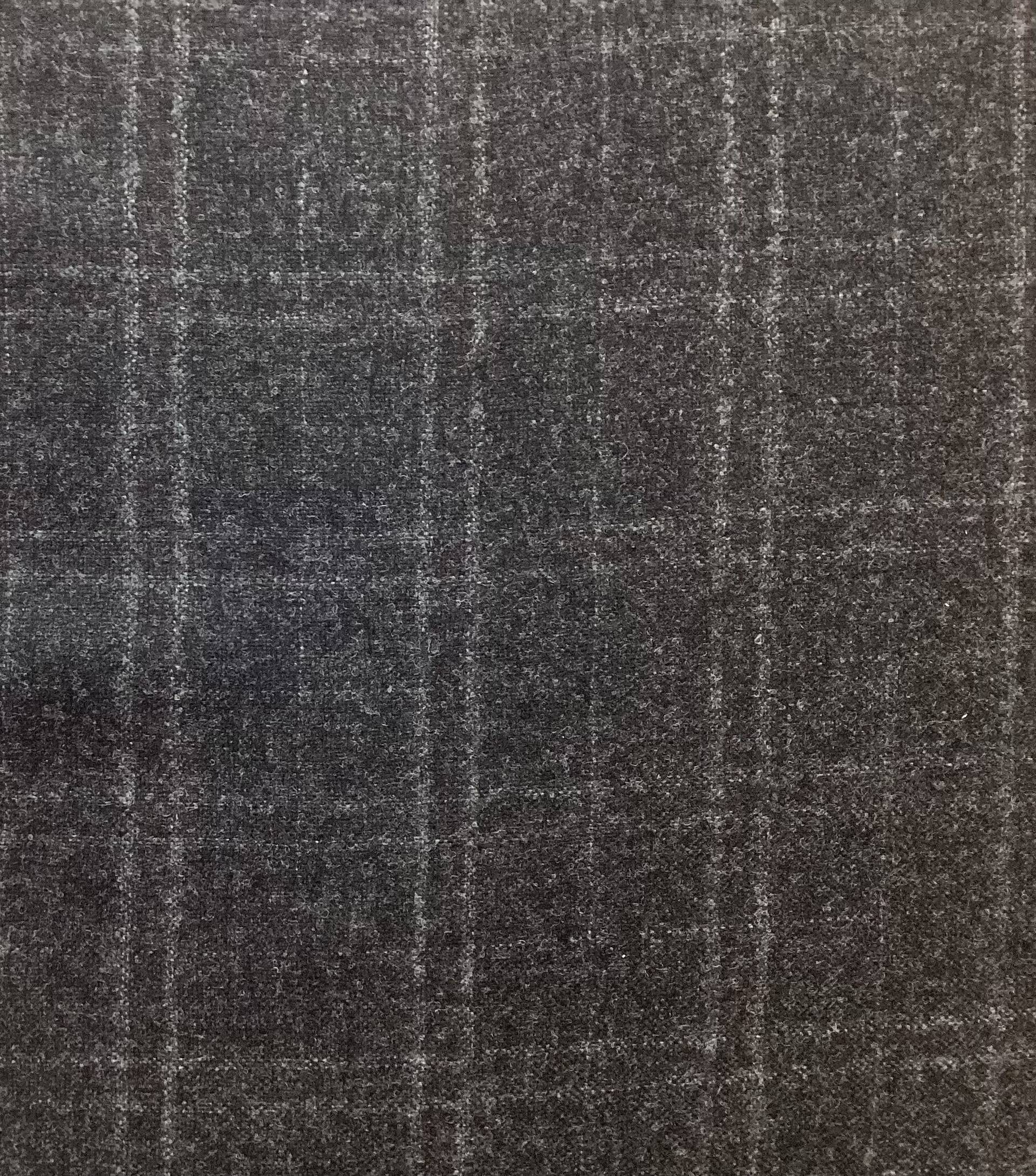 Italian Loro Piana Saxxon Wool Plaid in Carbon