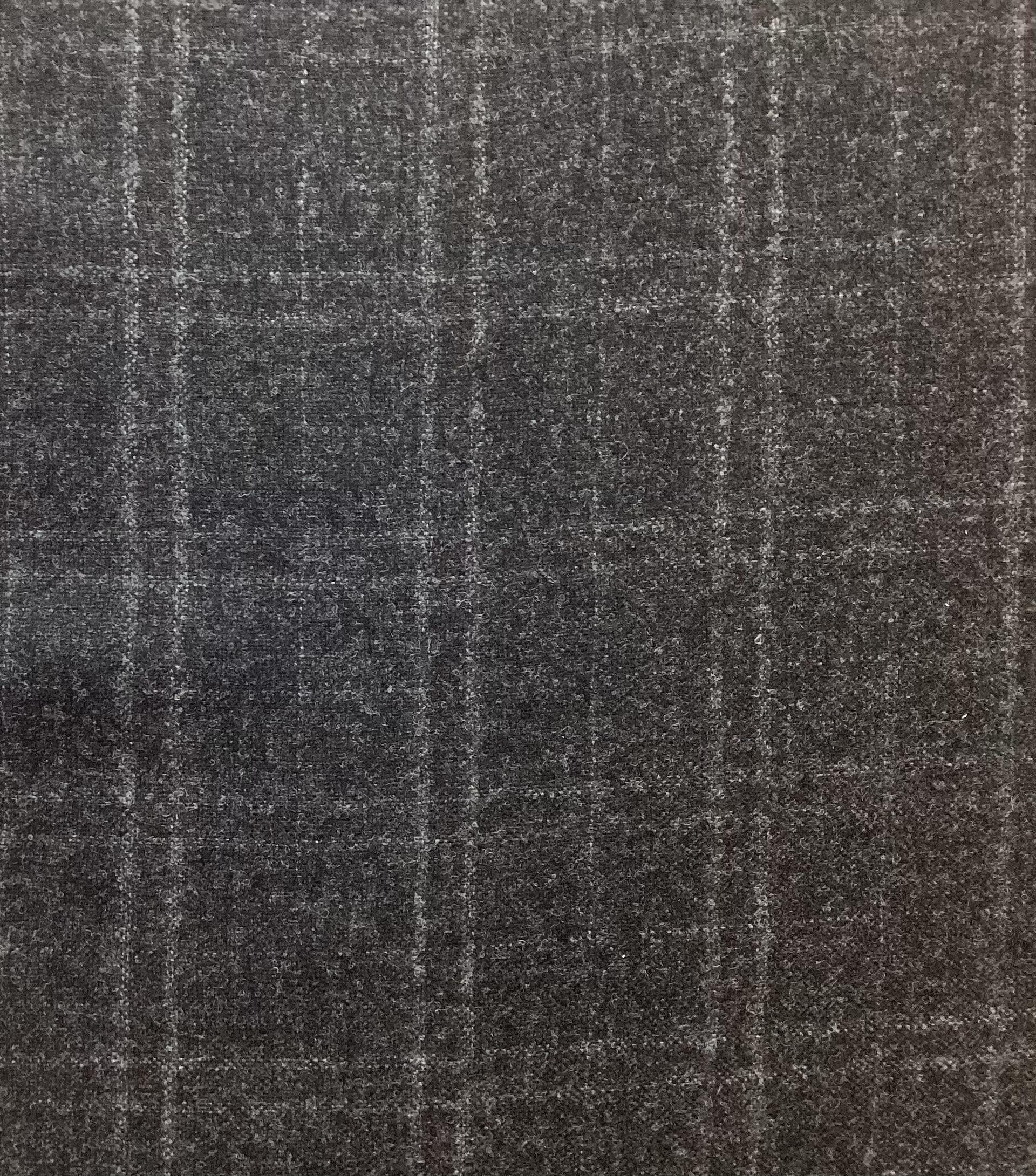 Italian Loro Piana Saxxon Wool Plaid in Carbon