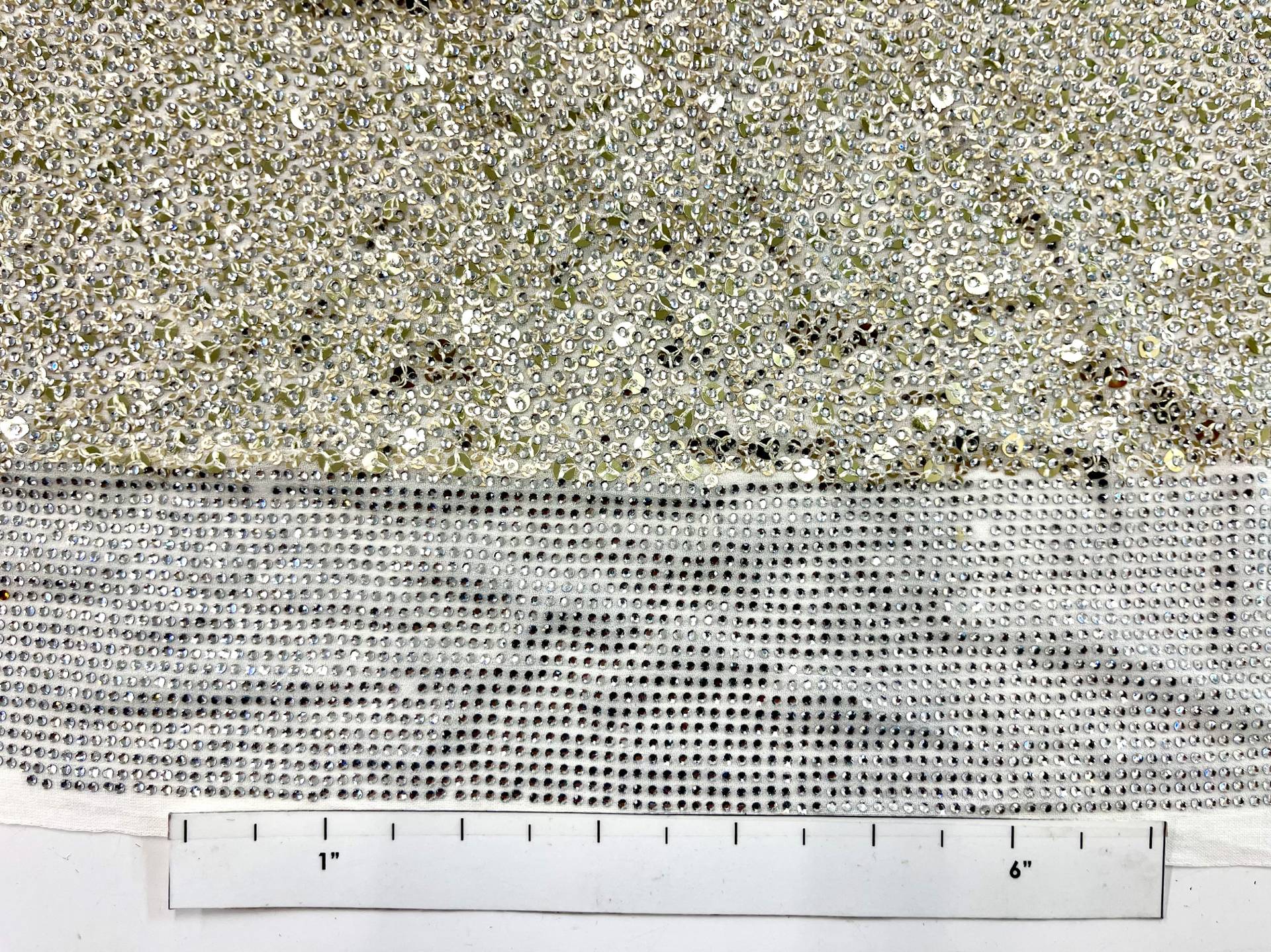 Couture Silver on Silver Sequins and Crystal on Rayon Georgette