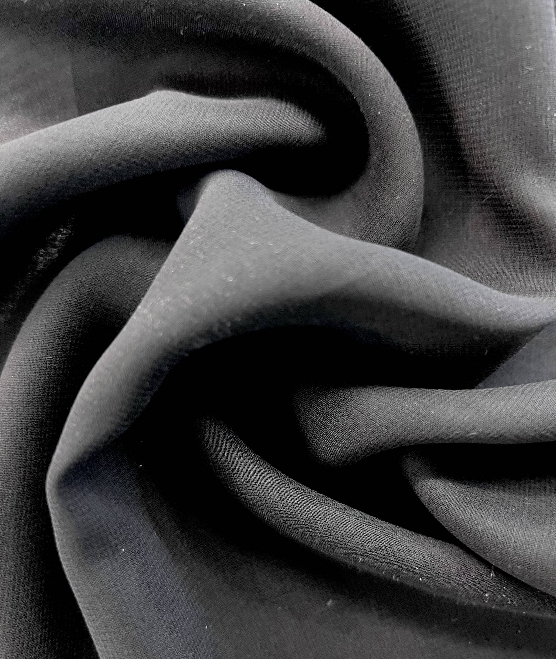 Pure Silk Chiffon in Deep Charcoal