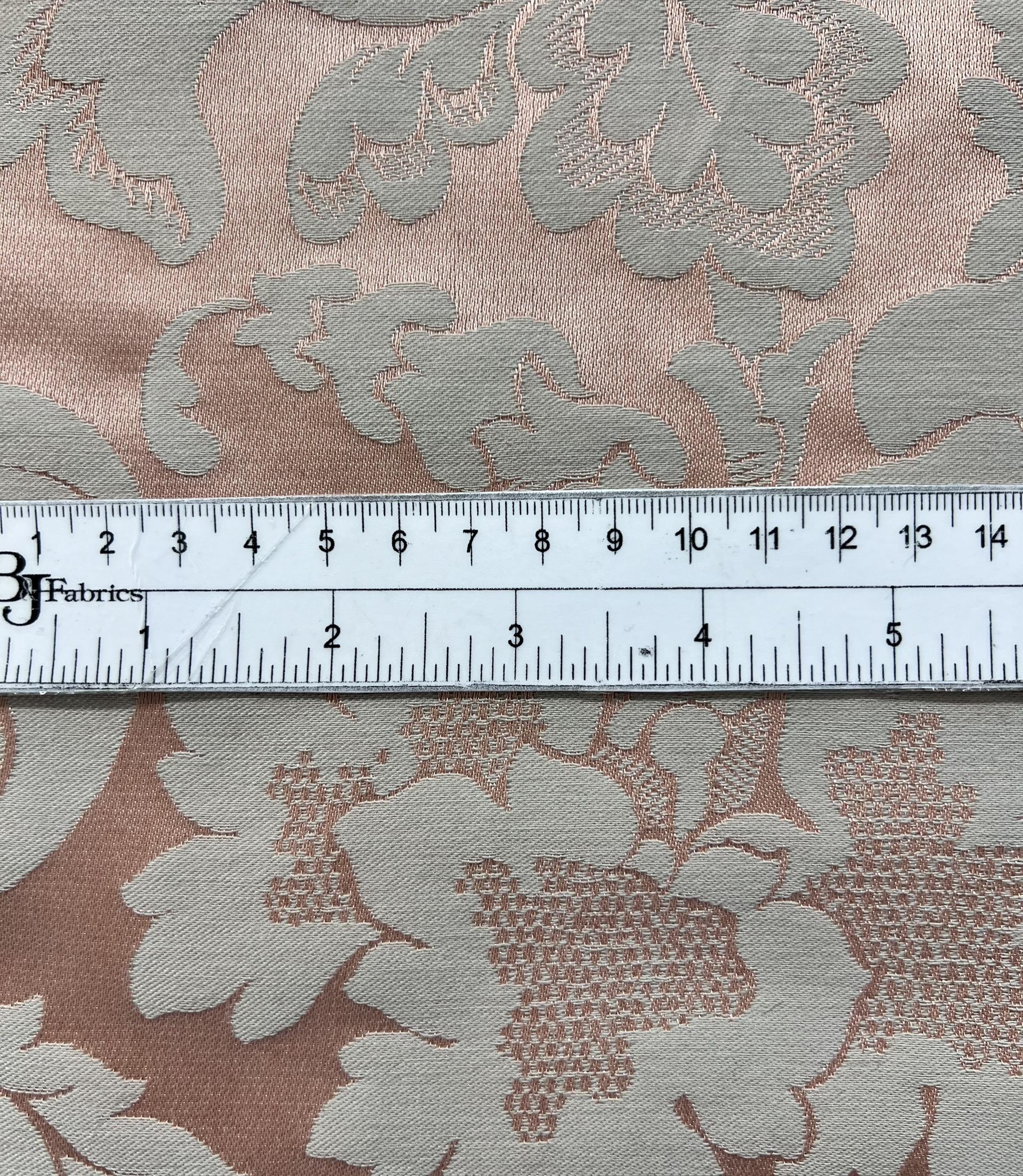Italian Cotton & Rayon Damask Brocade in Pink & Taupe