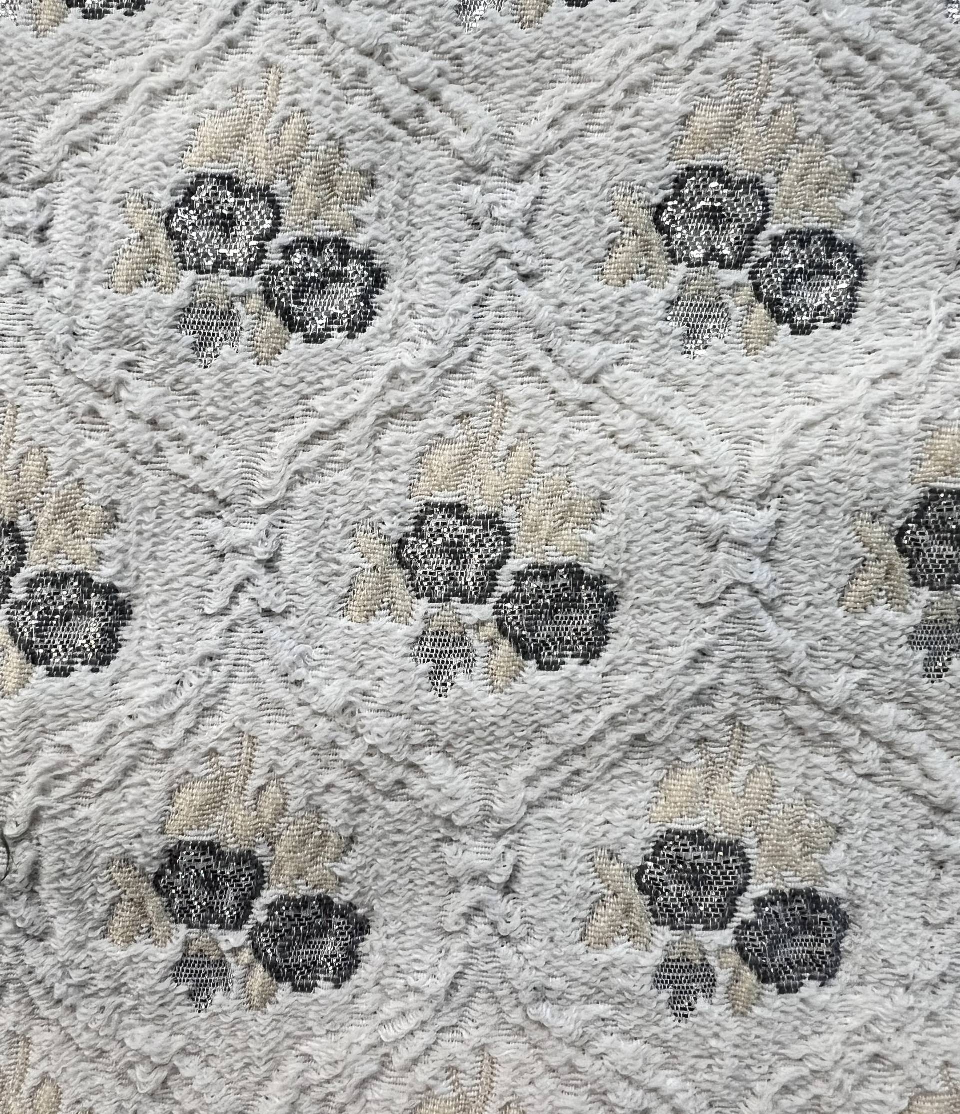 Italian Silk & Nylon with Lame Brocade in Ivory & Silver