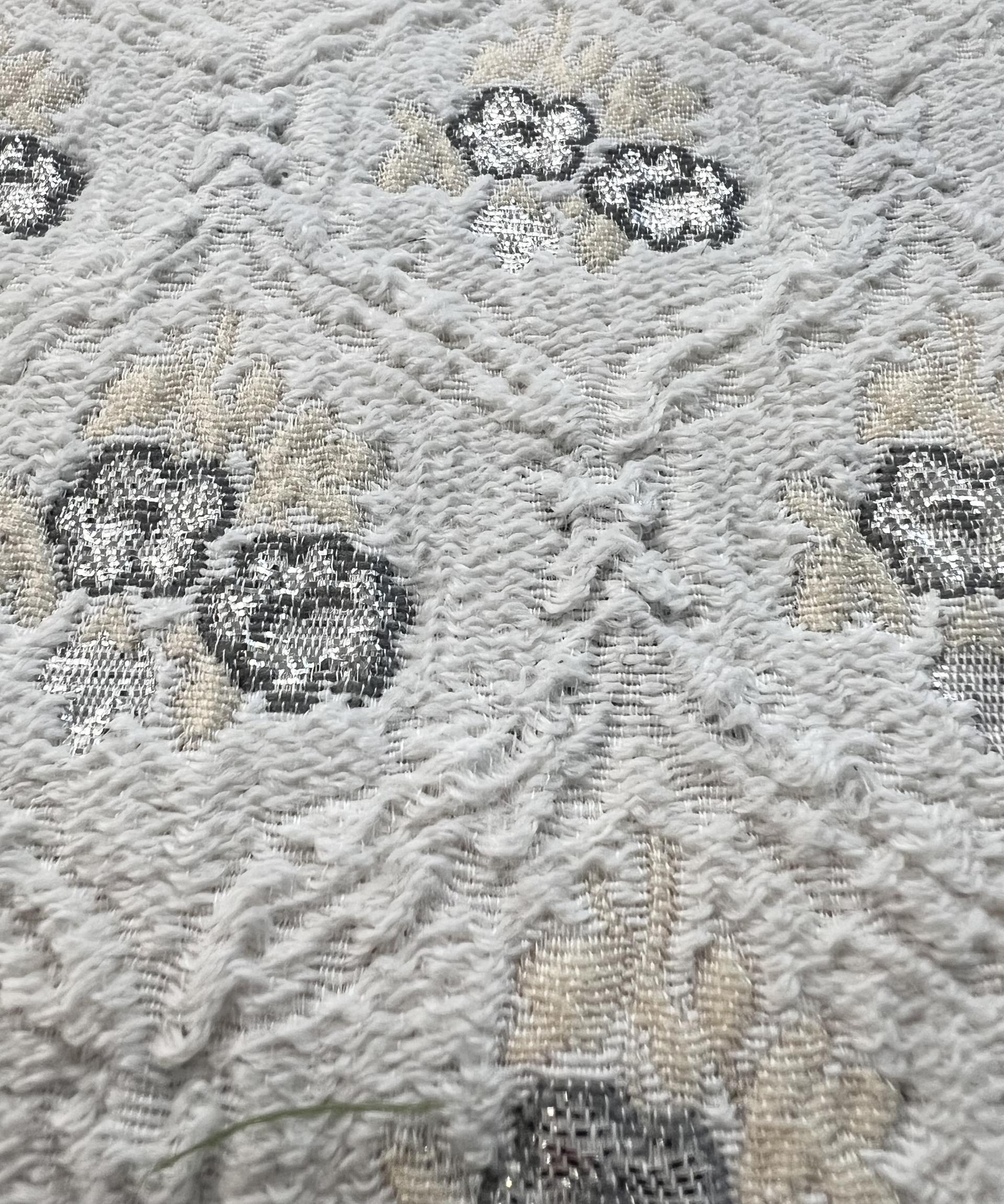 Italian Silk & Nylon with Lame Brocade in Ivory & Silver