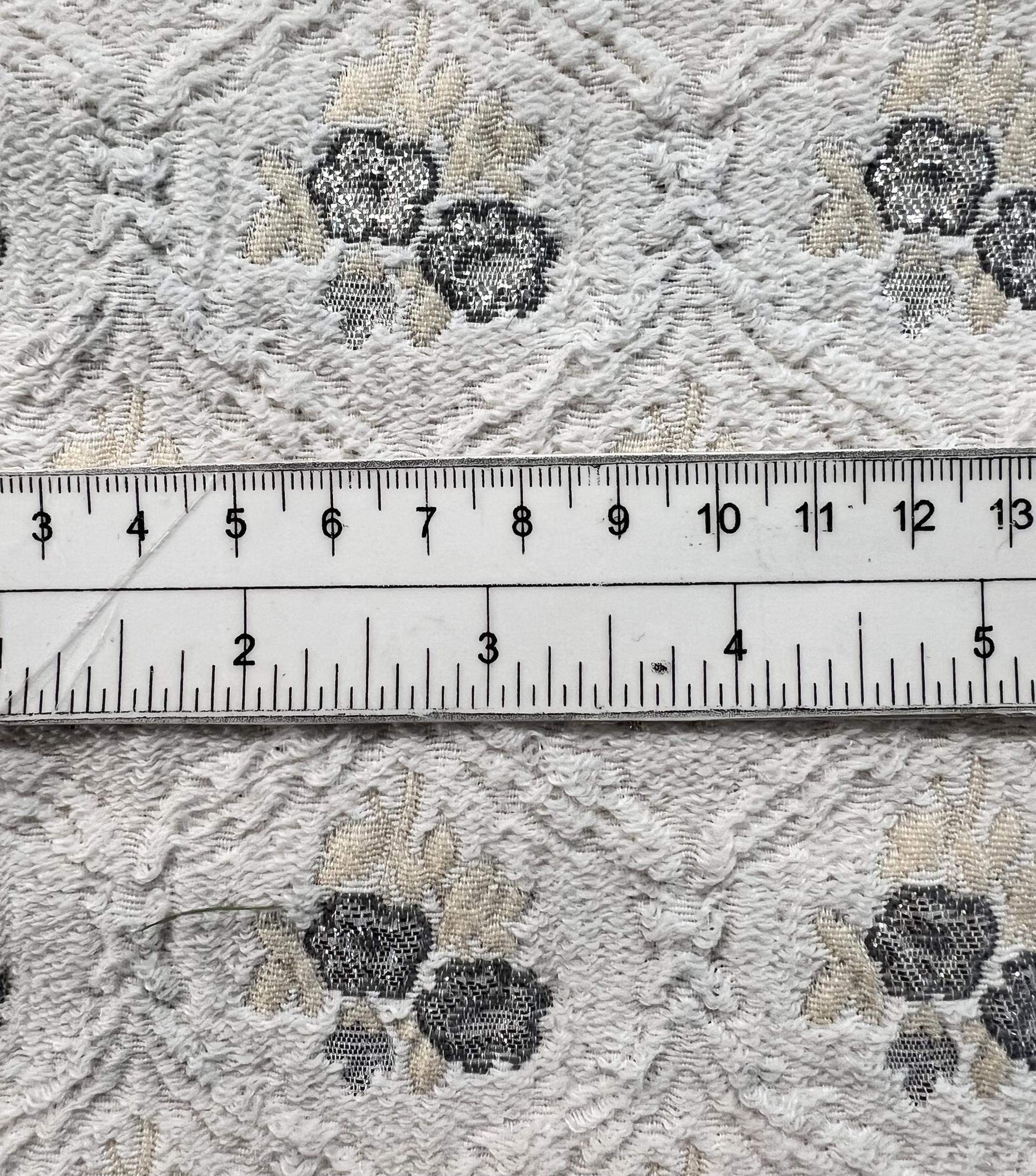 Italian Silk & Nylon with Lame Brocade in Ivory & Silver