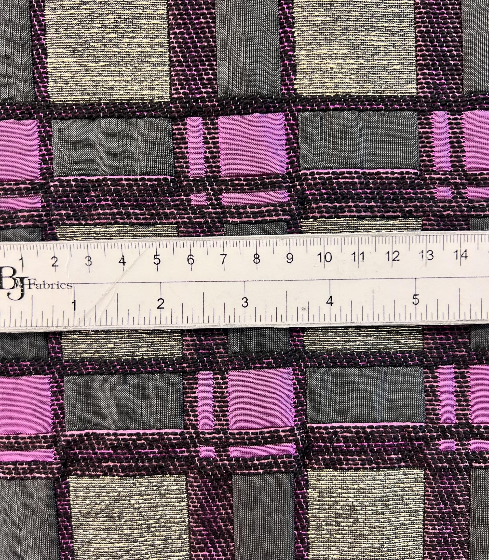 Italian Metallic Brocade in Purple and Gold Squares