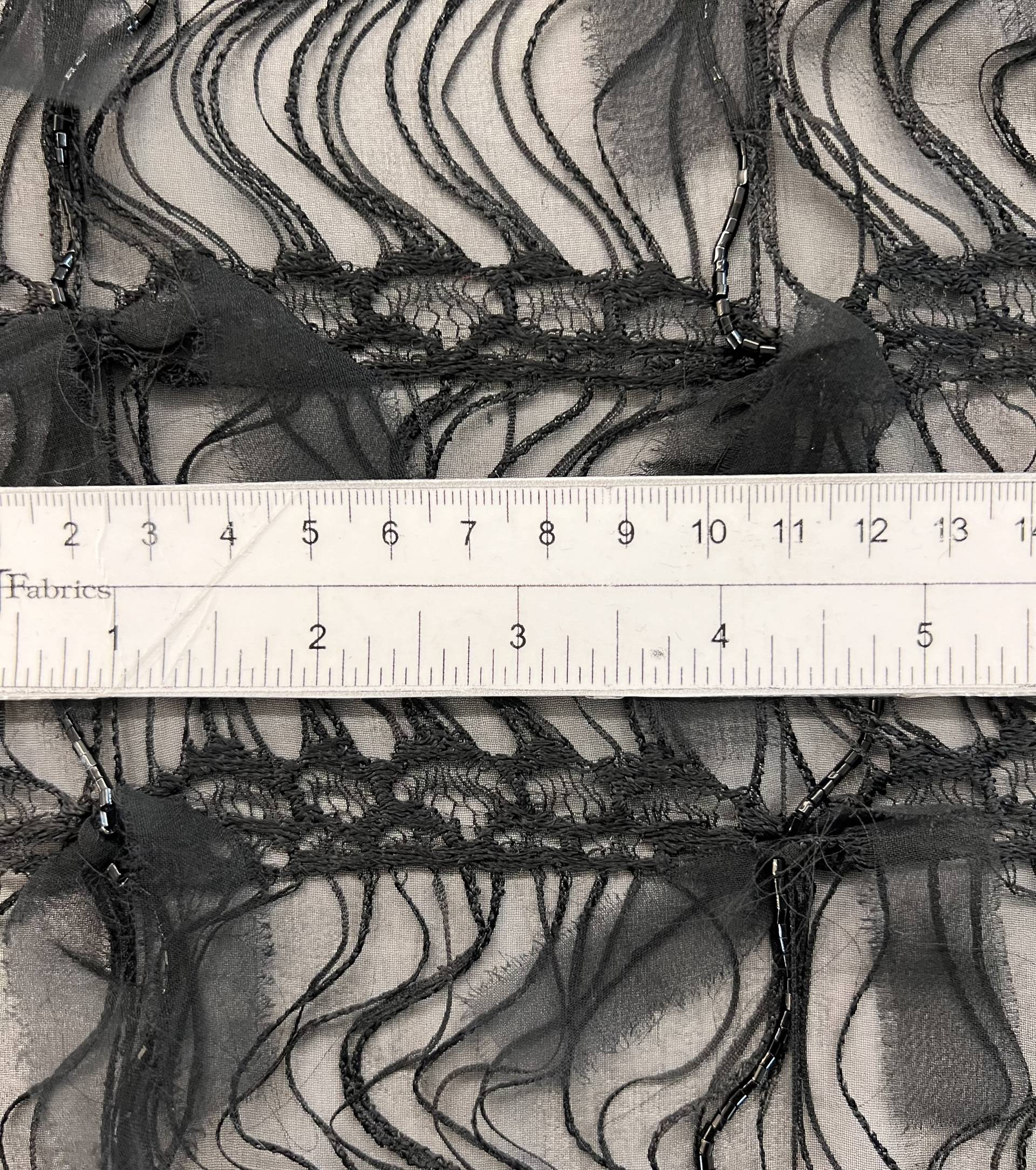 Pure Silk Chiffon Base & Bugle Beads with Lace and Silk Chiffon Knots