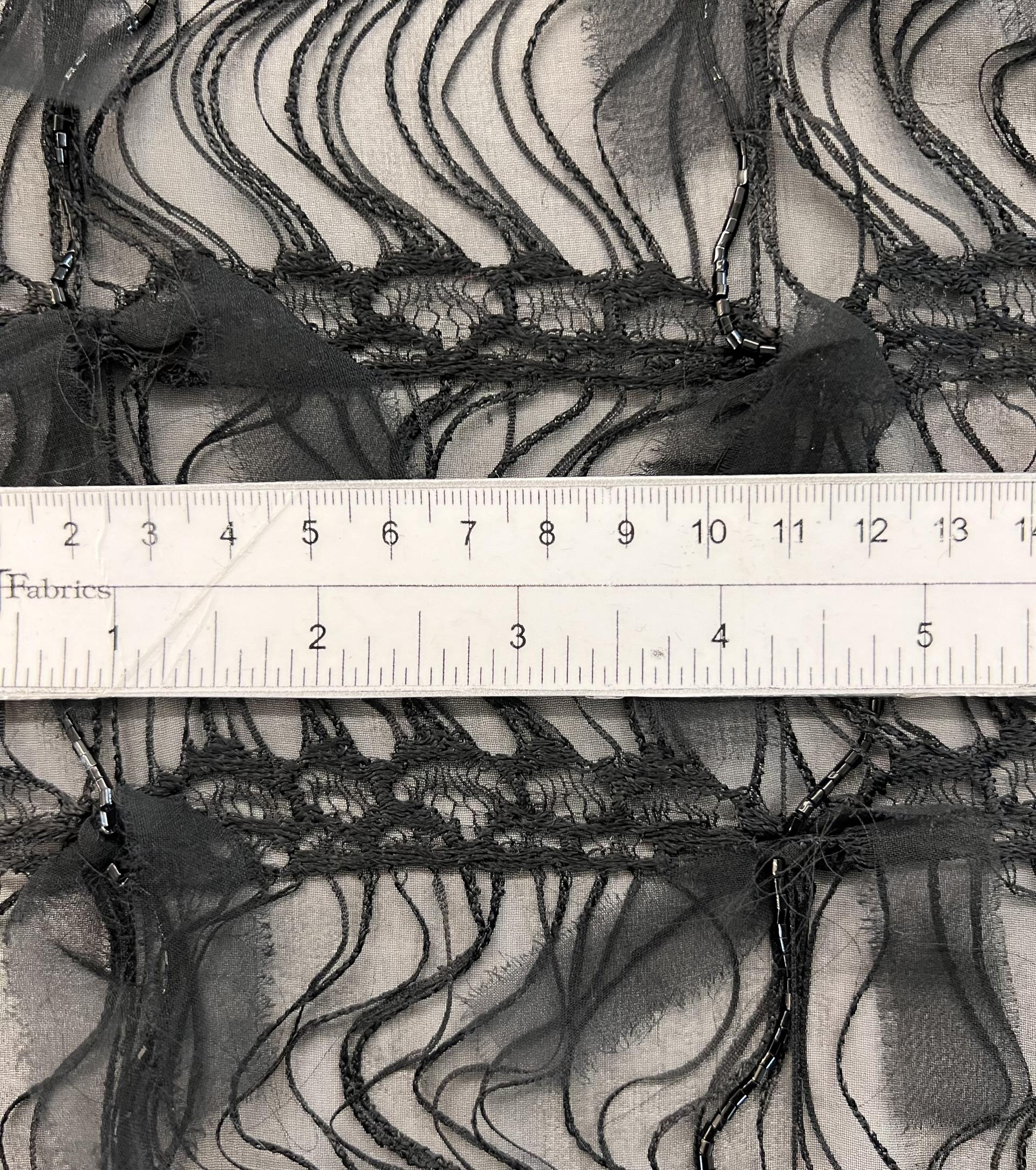 Pure Silk Chiffon Base & Bugle Beads with Lace and Silk Chiffon Knots