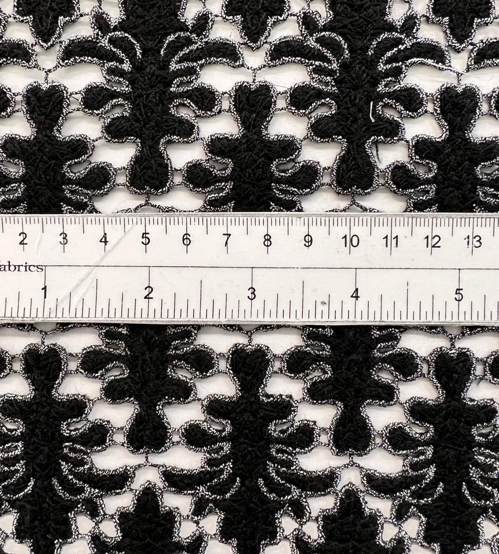 Wool Guipure Lace with Silver Lurex