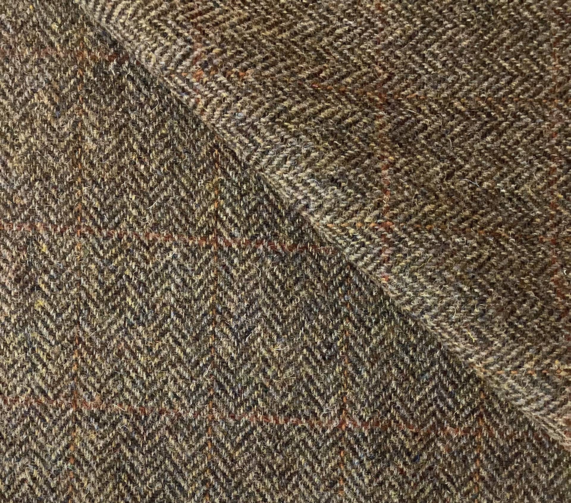 Scottish Wool Herringbone Harris Tweed in Olive