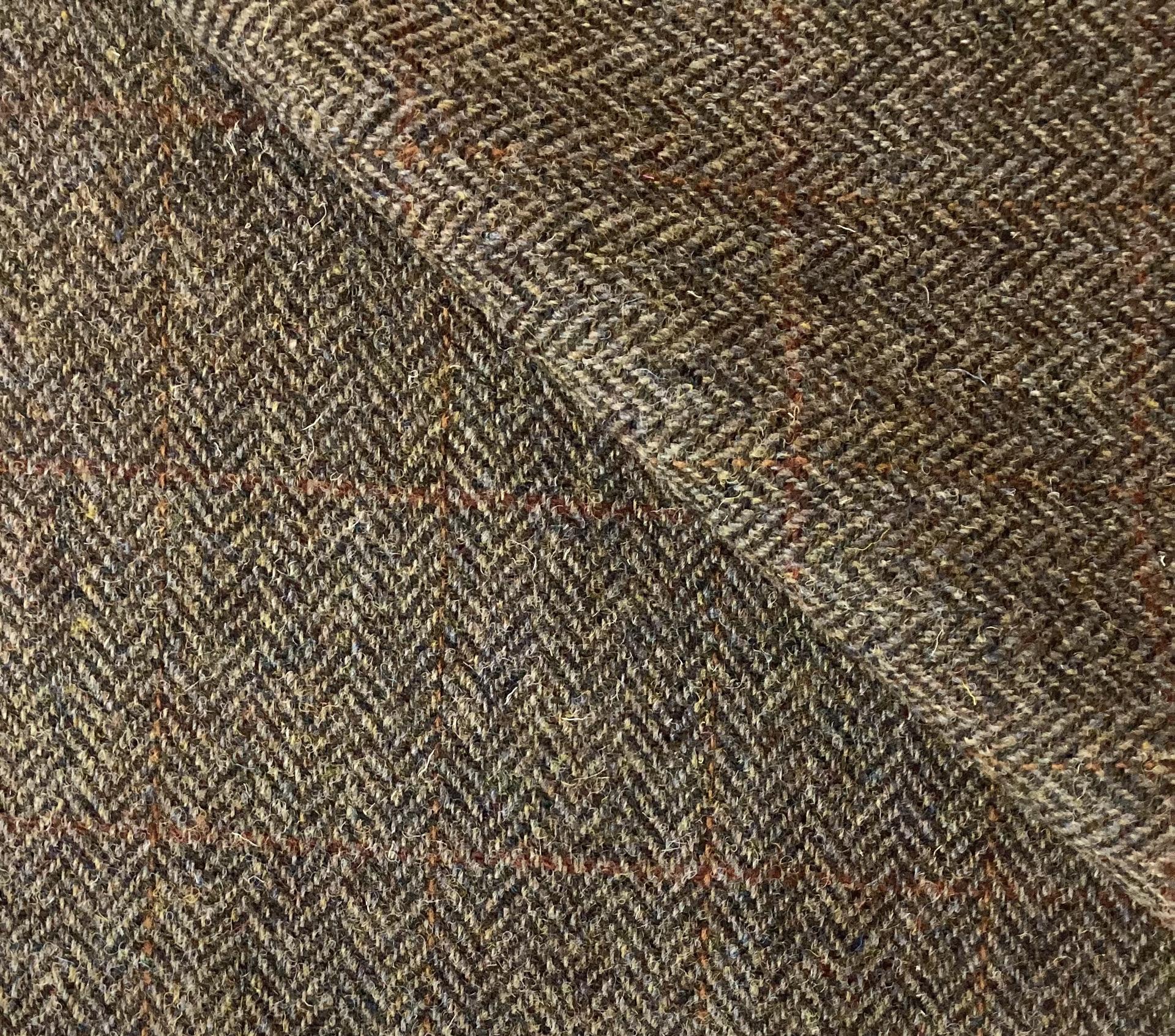Scottish Wool Herringbone Harris Tweed in Olive