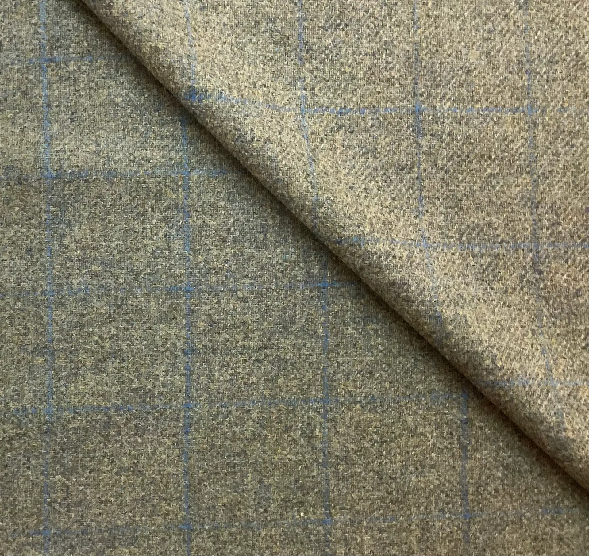 Made In Italy 100% Wool Tweed In Dark Sage
