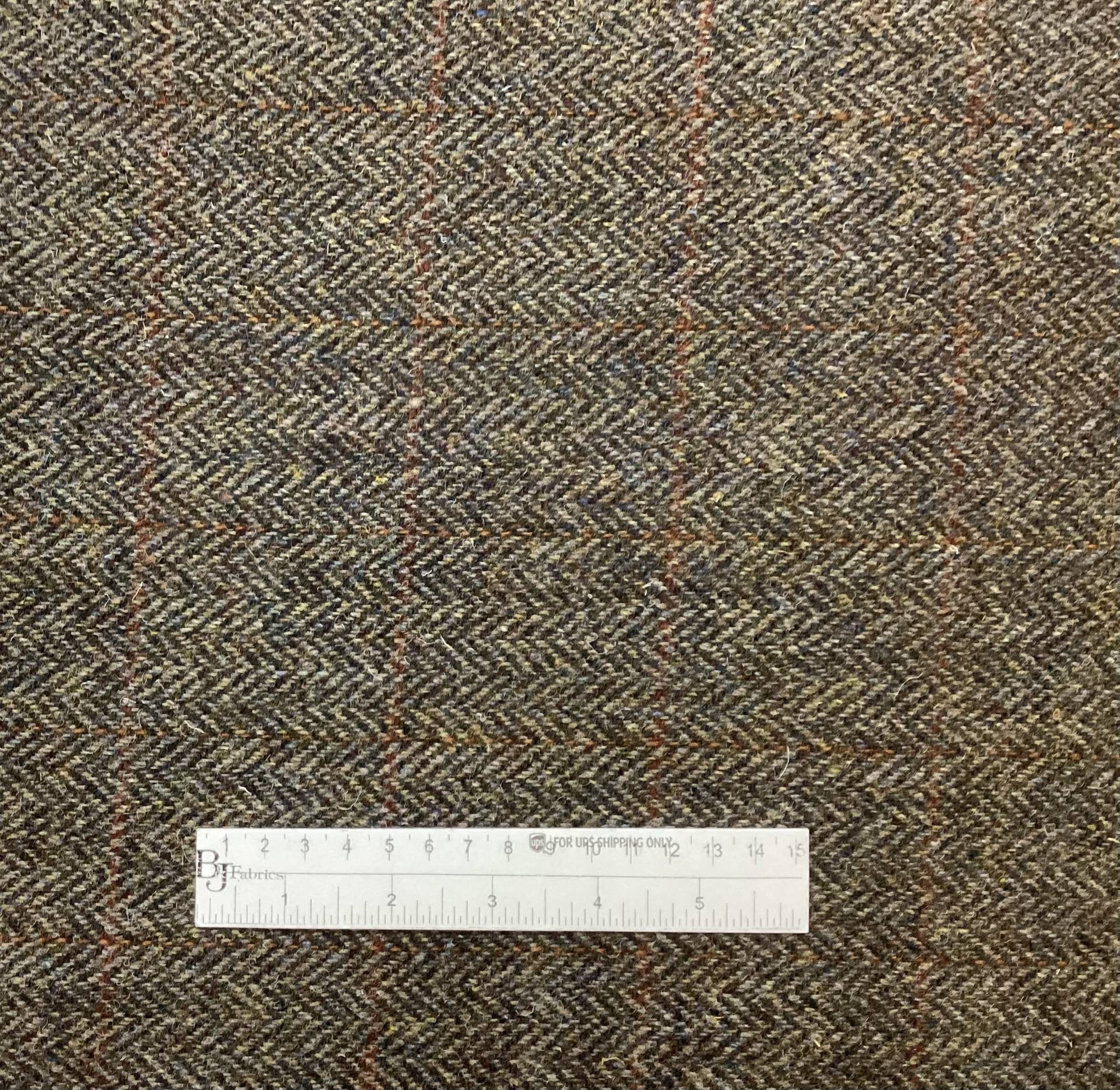 Scottish Wool Herringbone Harris Tweed in Olive