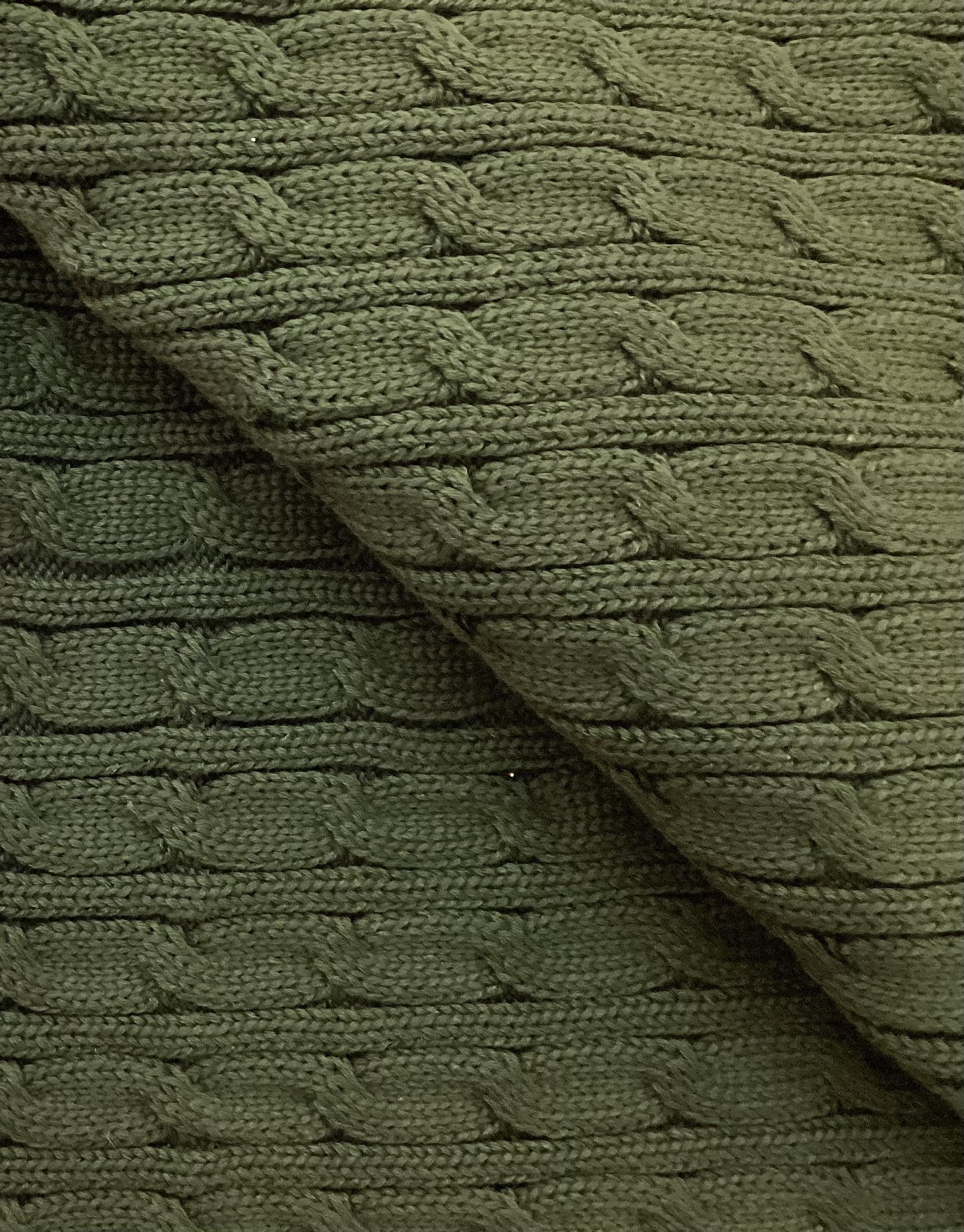 100% Cotton Cable Knit In Pine Green