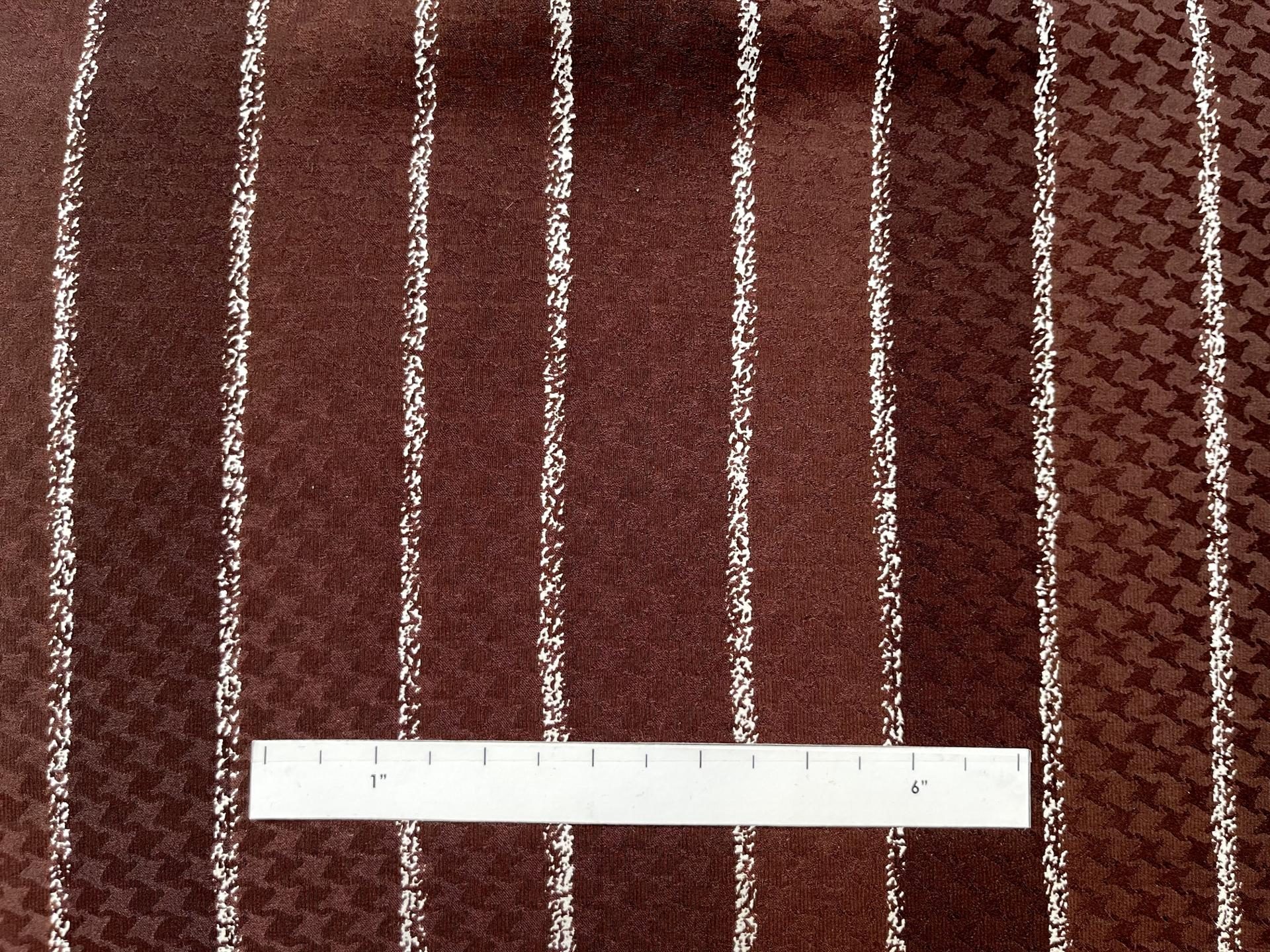 Made in Italy Houndstooth Pure Silk Jacquard Stripe Print in White and Brown