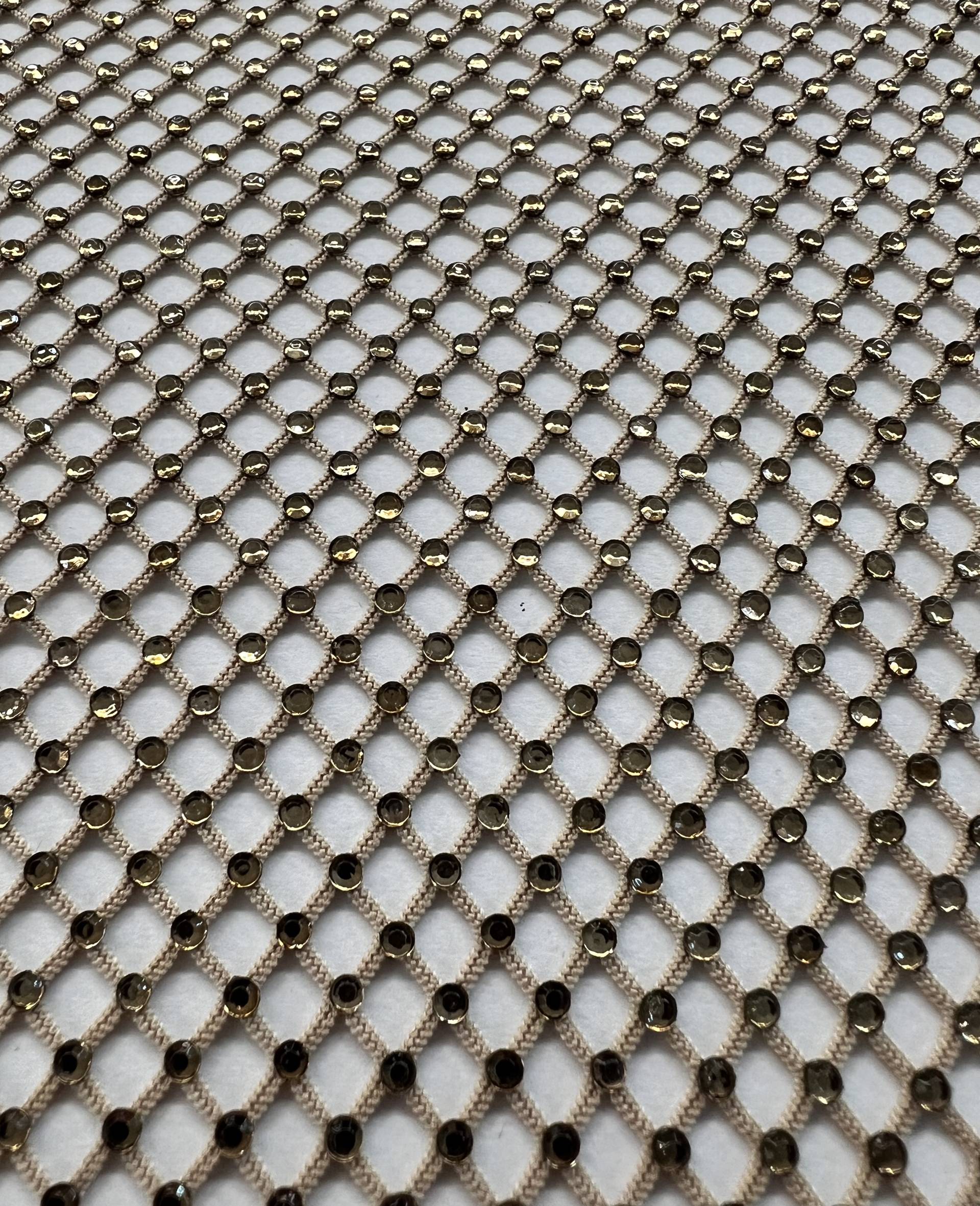 Crystals on Fishnet in Beige