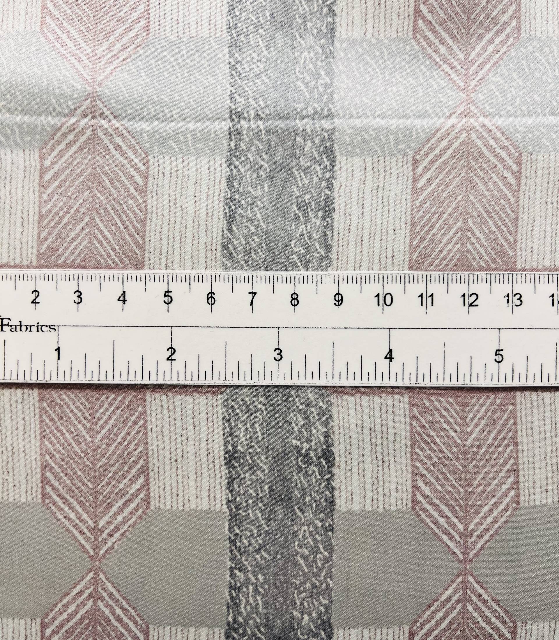 Italian Geometric Printed Pure Silk Charmeuse in Grey/Pink and White