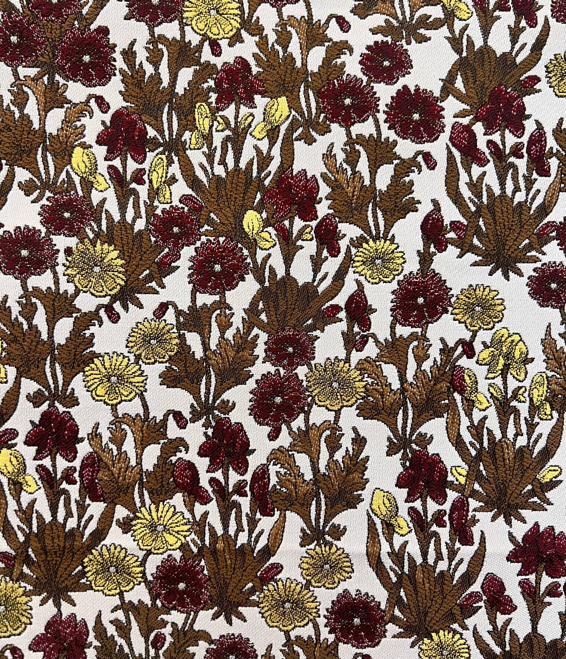 Jacquard Brocade of Calendulas Flowers on Dusty Pink Ground