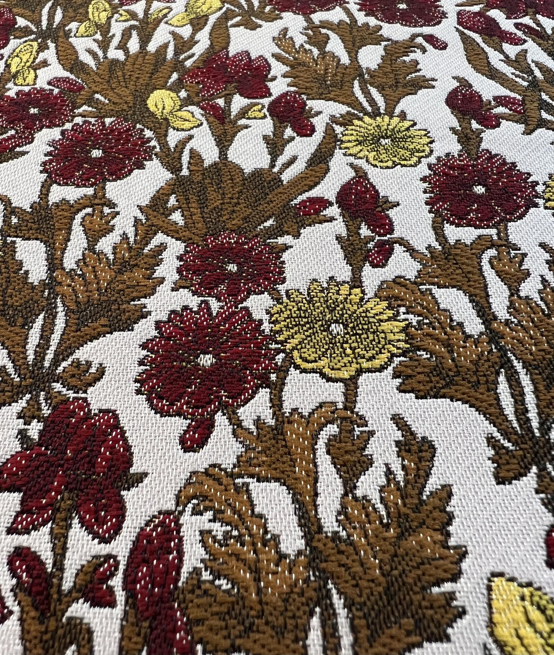 Jacquard Brocade of Calendulas Flowers on Dusty Pink Ground
