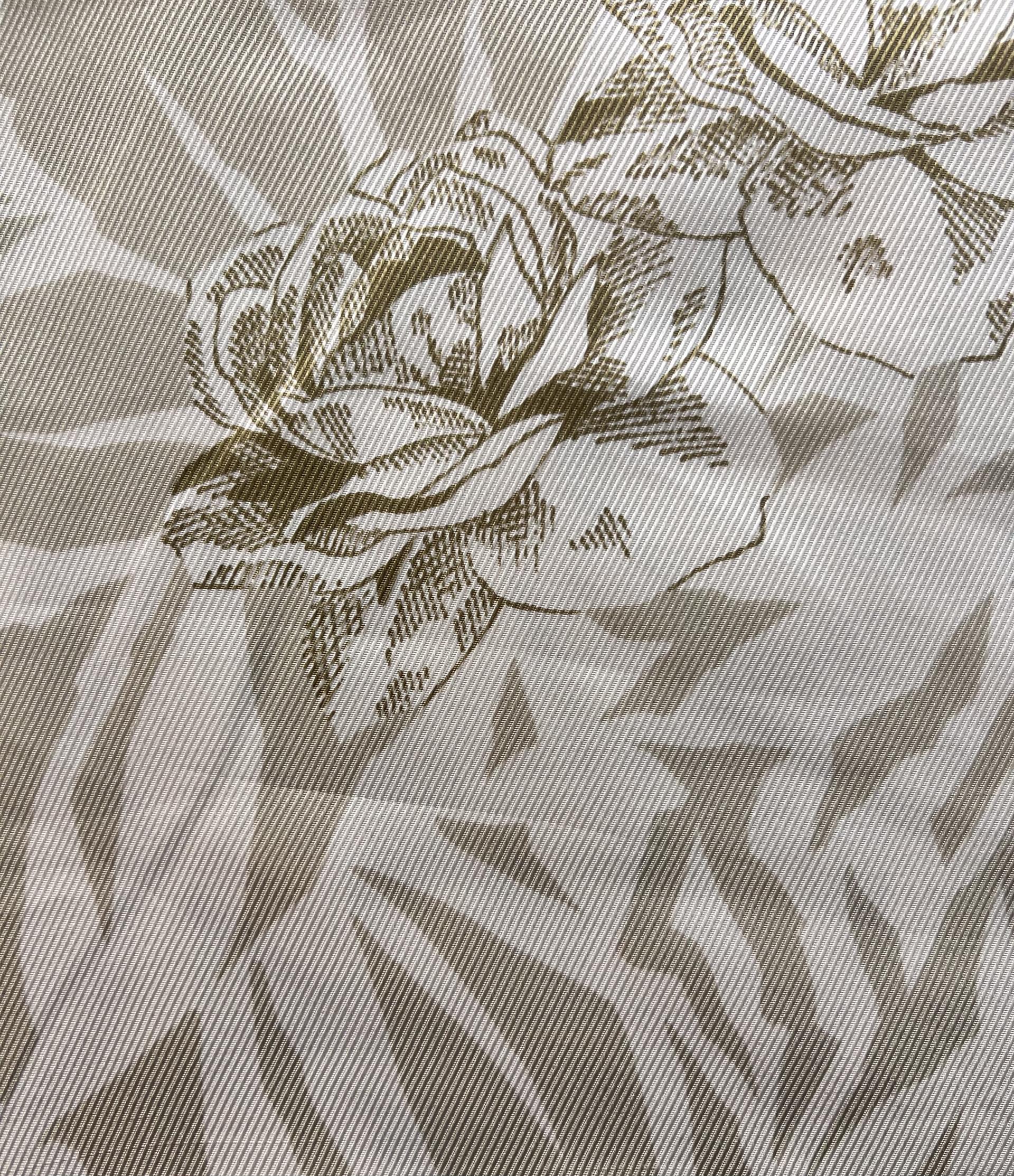 Printed Silk Twill with Light Olive Rose