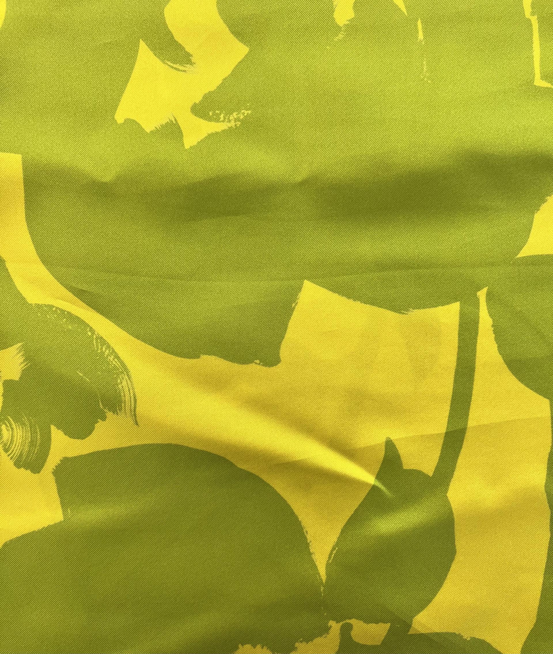 Printed Silk Twill in Yellow & Acid Green