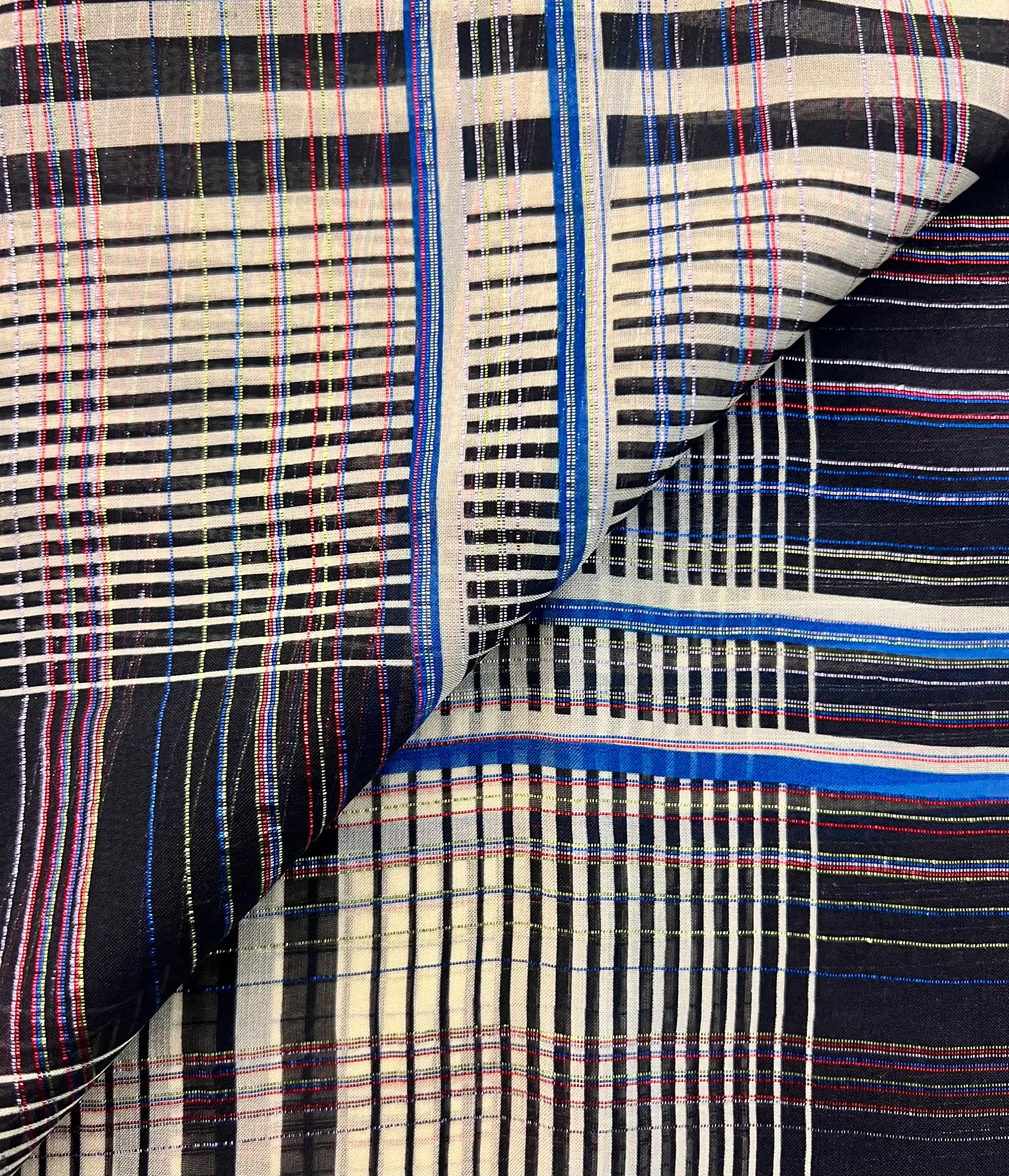 Silk Lurex Chiffon Plaid