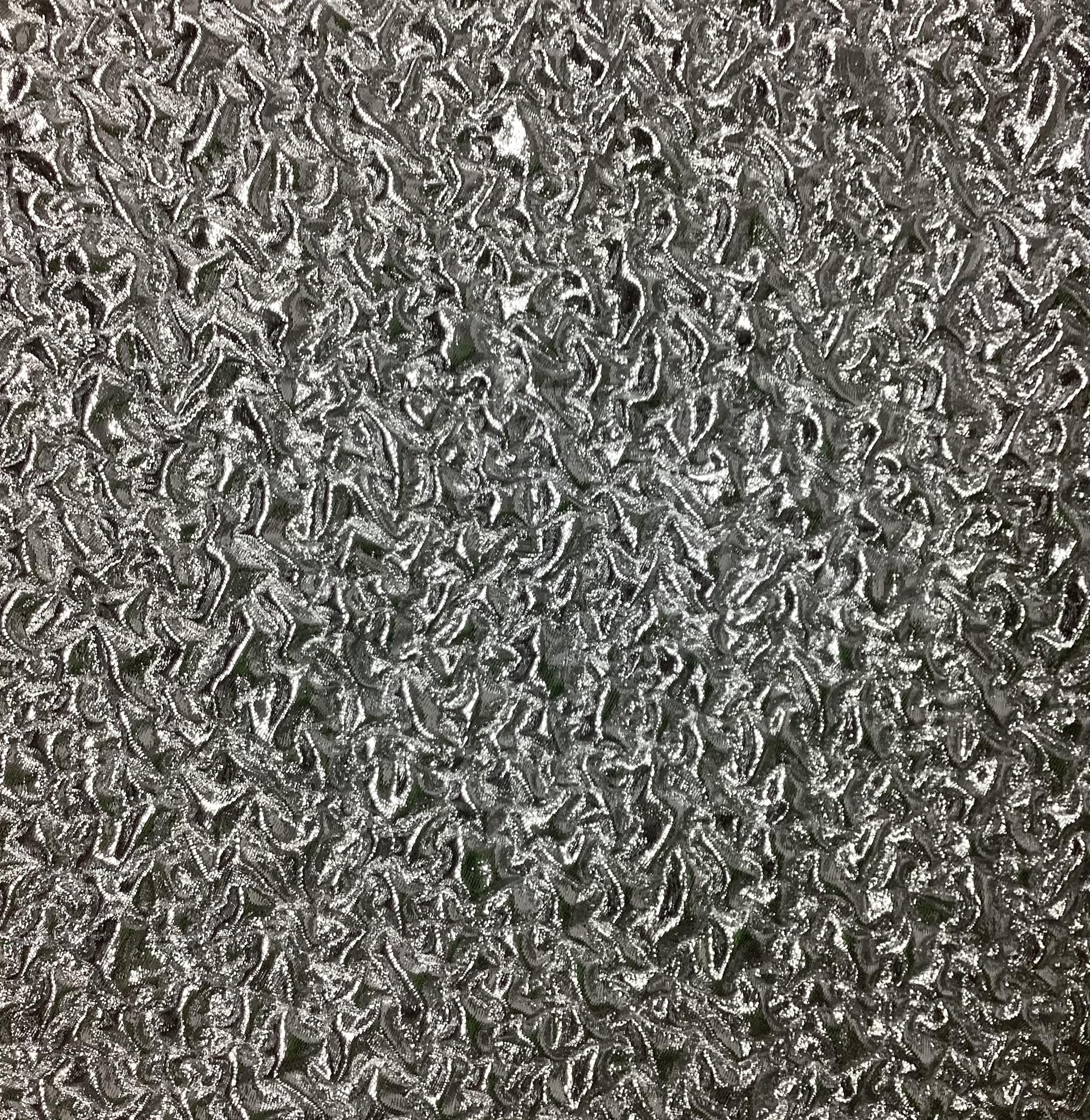 Made in Italy Silk & Nylon Cloque in Silver Metallic