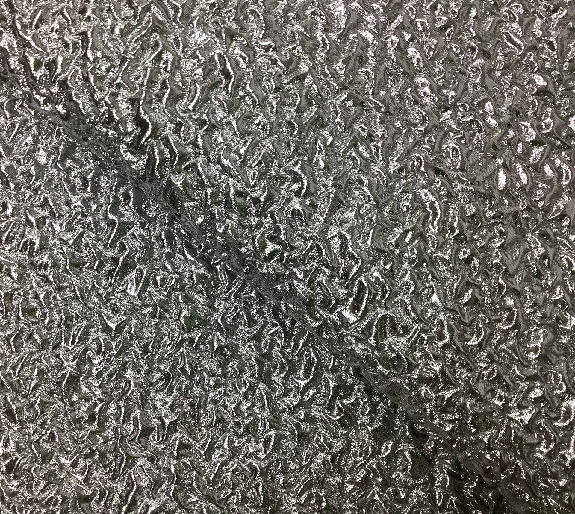 Made in Italy Silk & Nylon Cloque in Silver Metallic