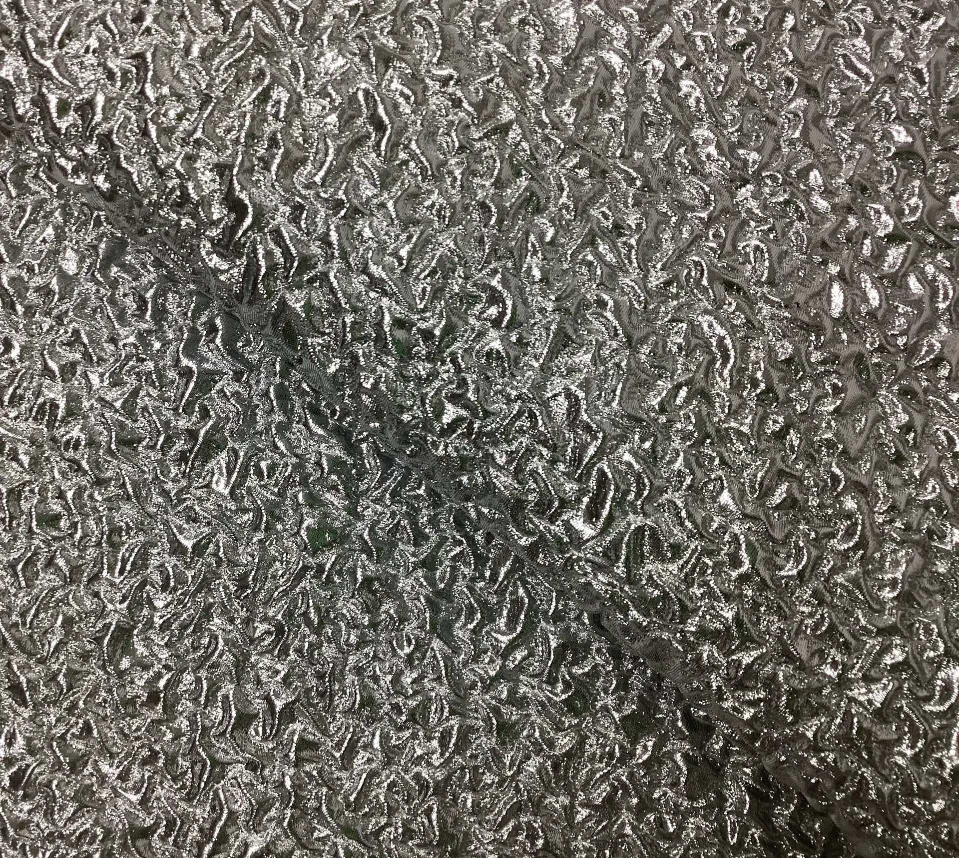 Made in Italy Silk & Nylon Cloque in Silver Metallic