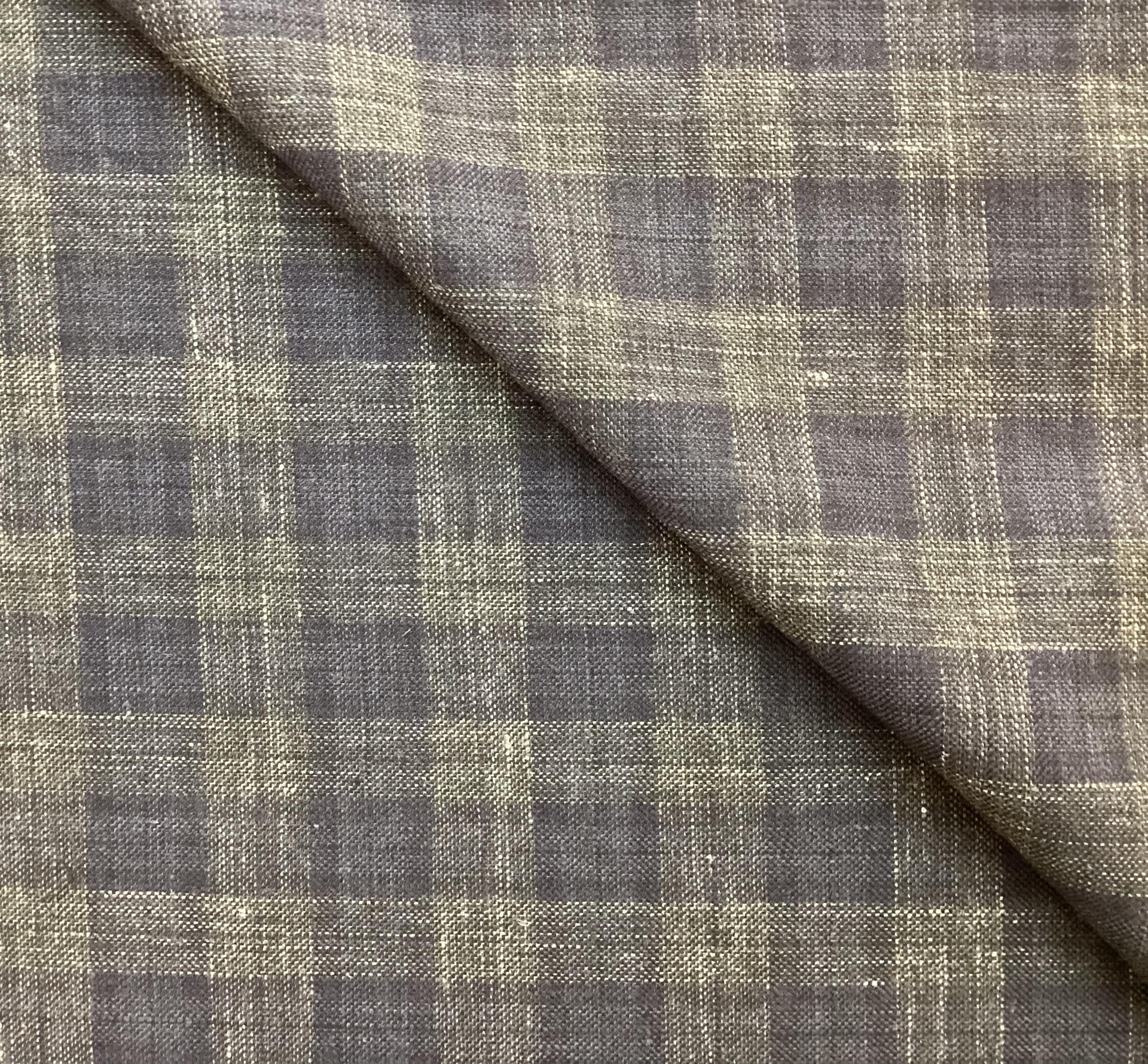 Made in Italy Wool/Silk/Linen Plaid In Navy & Grey