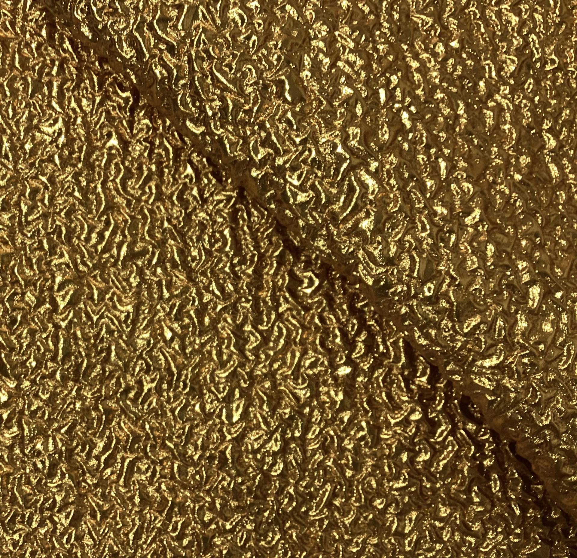 Made in Italy Silk & Nylon Cloque in Gold Metallic