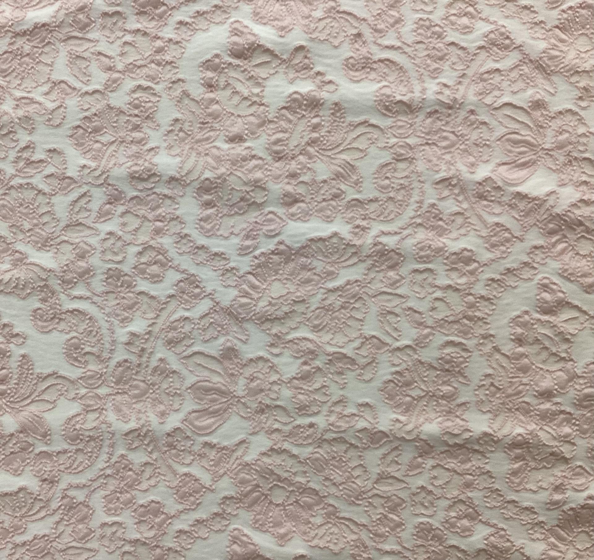 Damask Stretch Brocade in Pink & White