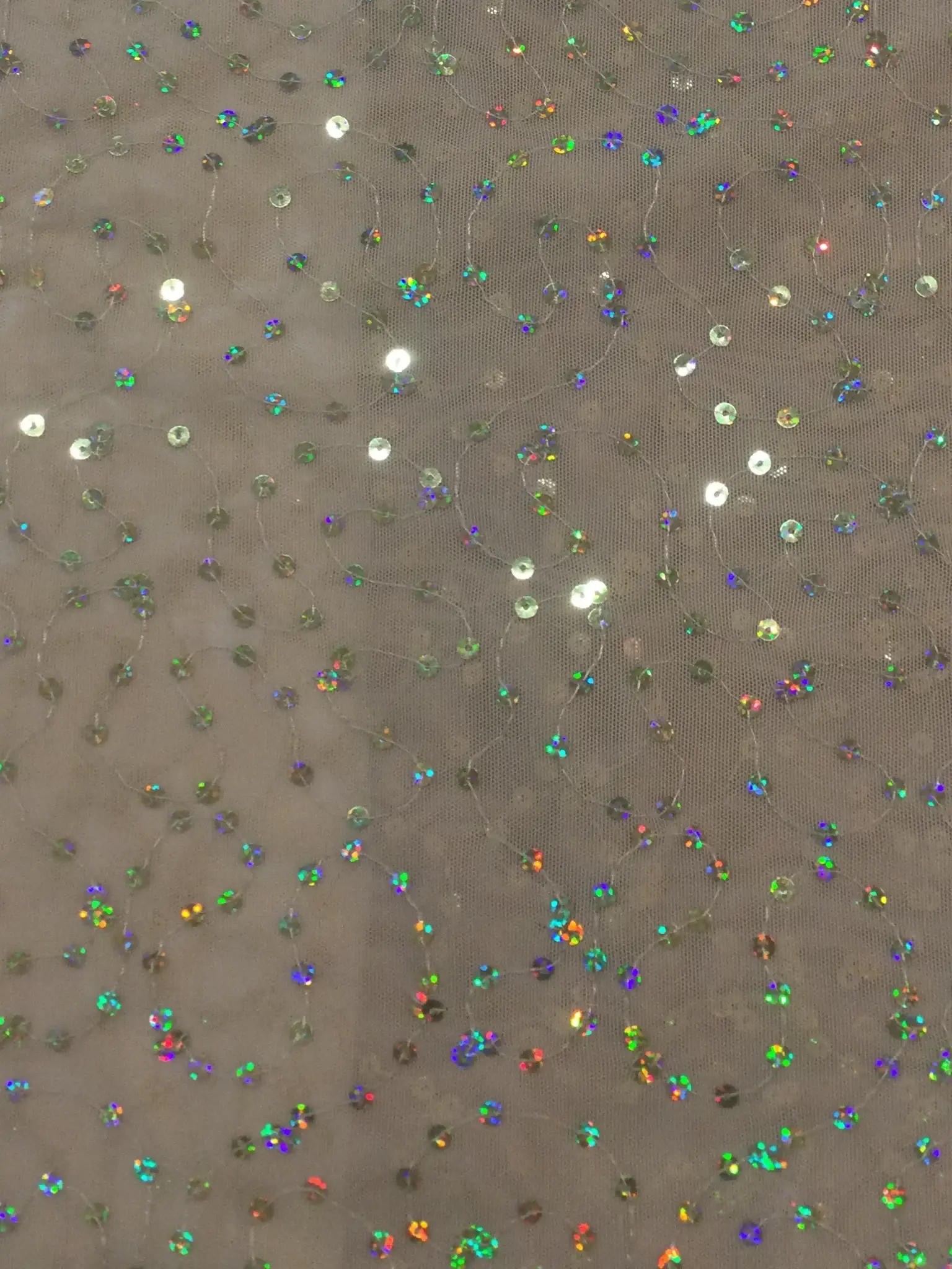 Hologram Sequins on Stretch Tulle